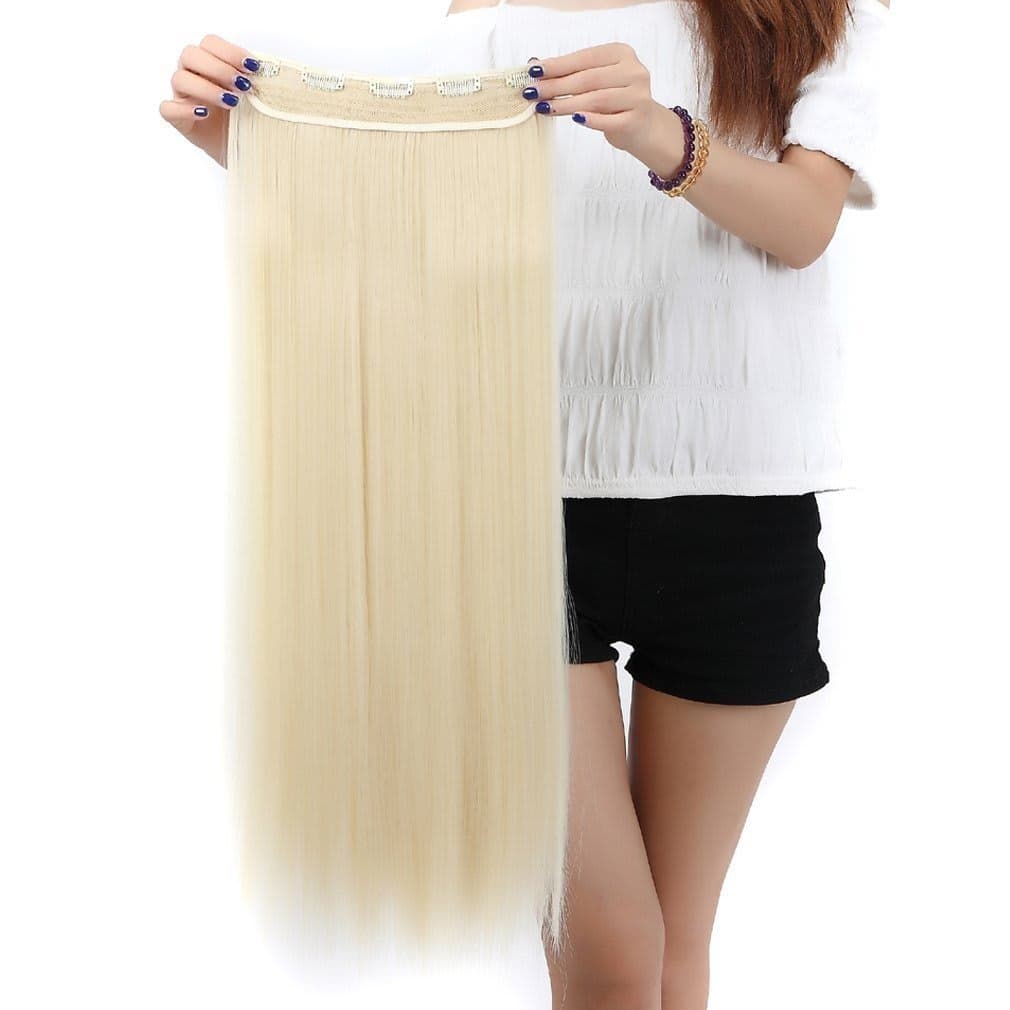 S-noilite?Salon 26" Straight Bleach Blonde One Piece 5 Clips Clip In Hair Extensions Fashion Design Lady Women 5A Synthetic USA Local Post by S-noilite thumbnail 3