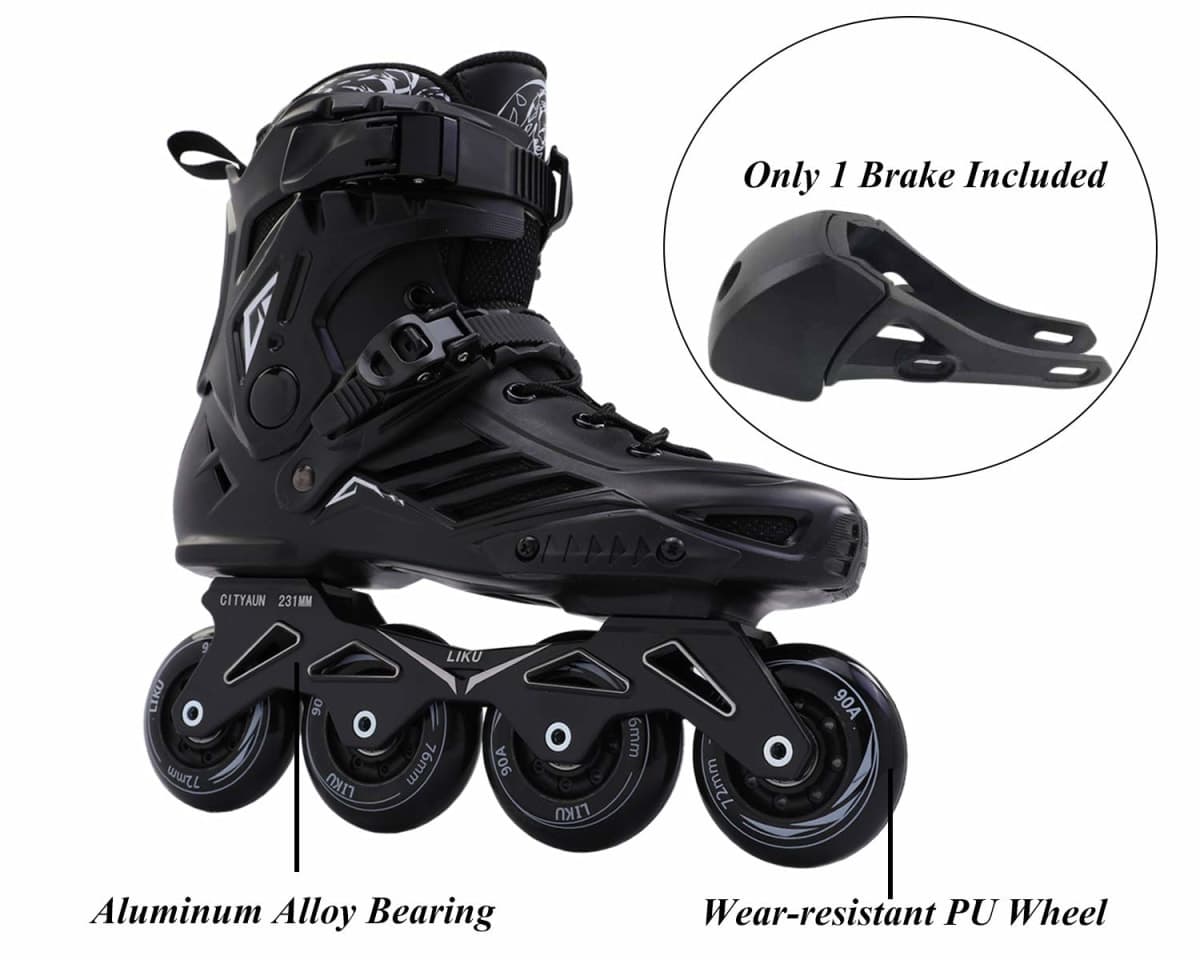 LIKU Black Professional Inline Skates Unisex Men 10,Women 11 thumbnail 2