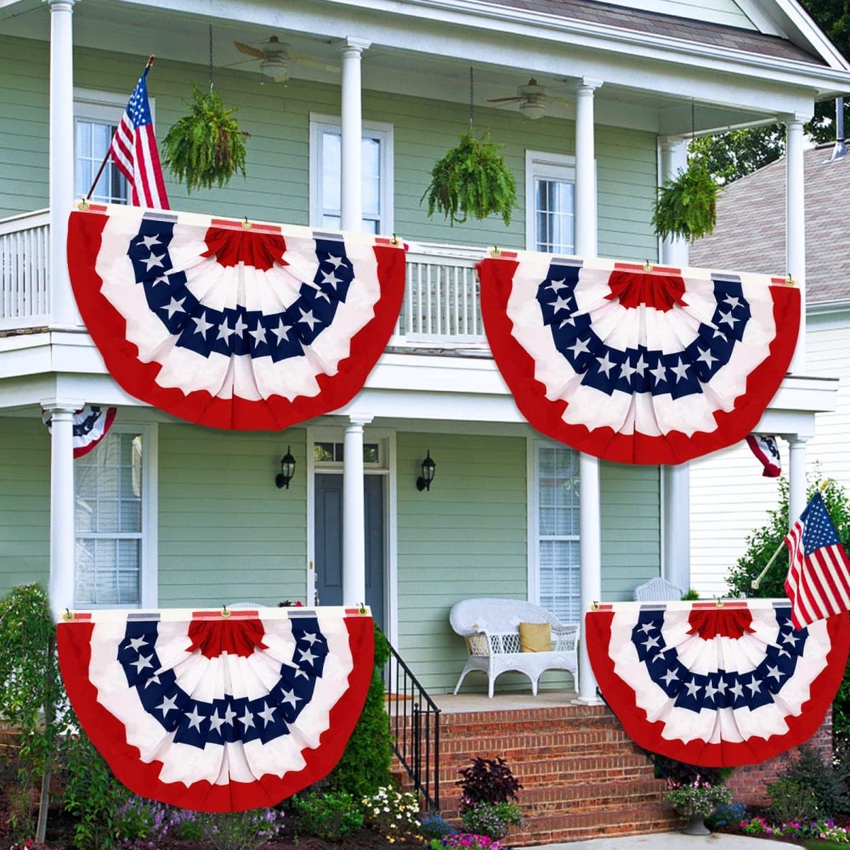 TURNMEON 4 Pack Extra Large 3x6 Feet American Flag Pleated Fan Patriotic Decor, 4th of July Decorations Outdoor USA Bunting Flag US Red White Blue Banner Independence Day, National Day Memorial Day thumbnail 3
