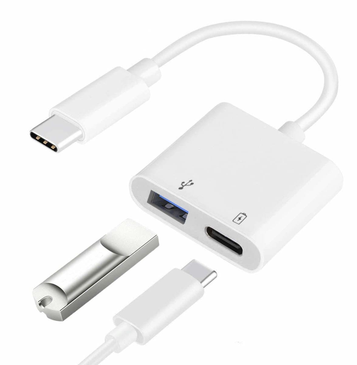 USB C OTG Adapter with Power, 2 in 1 USB C to USB Female with PD 60W Charging Adapter Compatible with iPhone 17/16/15, iPad Pro/Air 6, Galaxy S25/S24/S23/S22 Pixel 9, Google Chromecast with Google TV — image 1