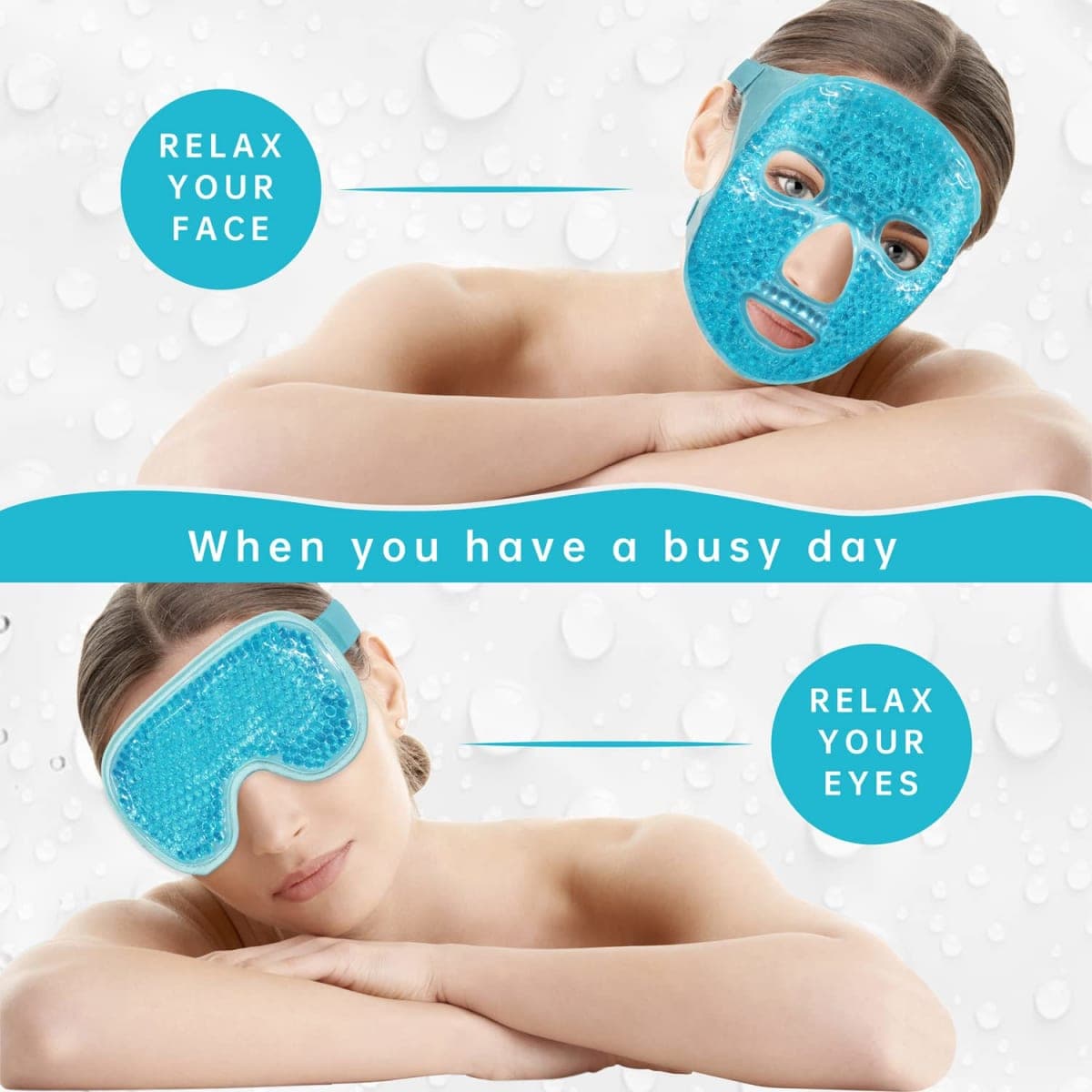 Cooling Eye Mask for Reducing Puffiness, Dark Circles, Sinuitis, Redness, Pain Relief, Migraines, Blue (1 Eye Mask + 1 Face Mask)) thumbnail 4
