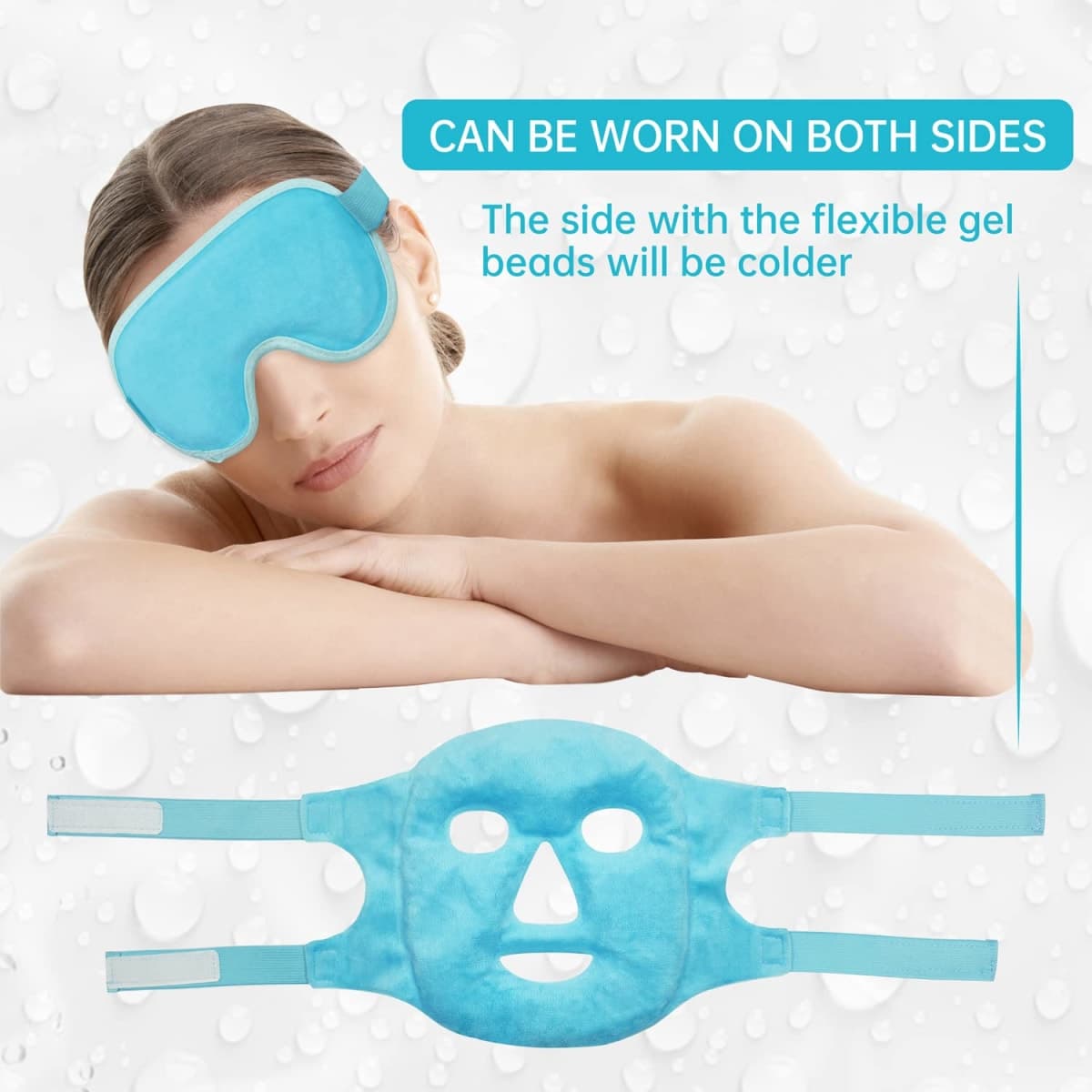 Cooling Eye Mask for Reducing Puffiness, Dark Circles, Sinuitis, Redness, Pain Relief, Migraines, Blue (1 Eye Mask + 1 Face Mask)) thumbnail 5