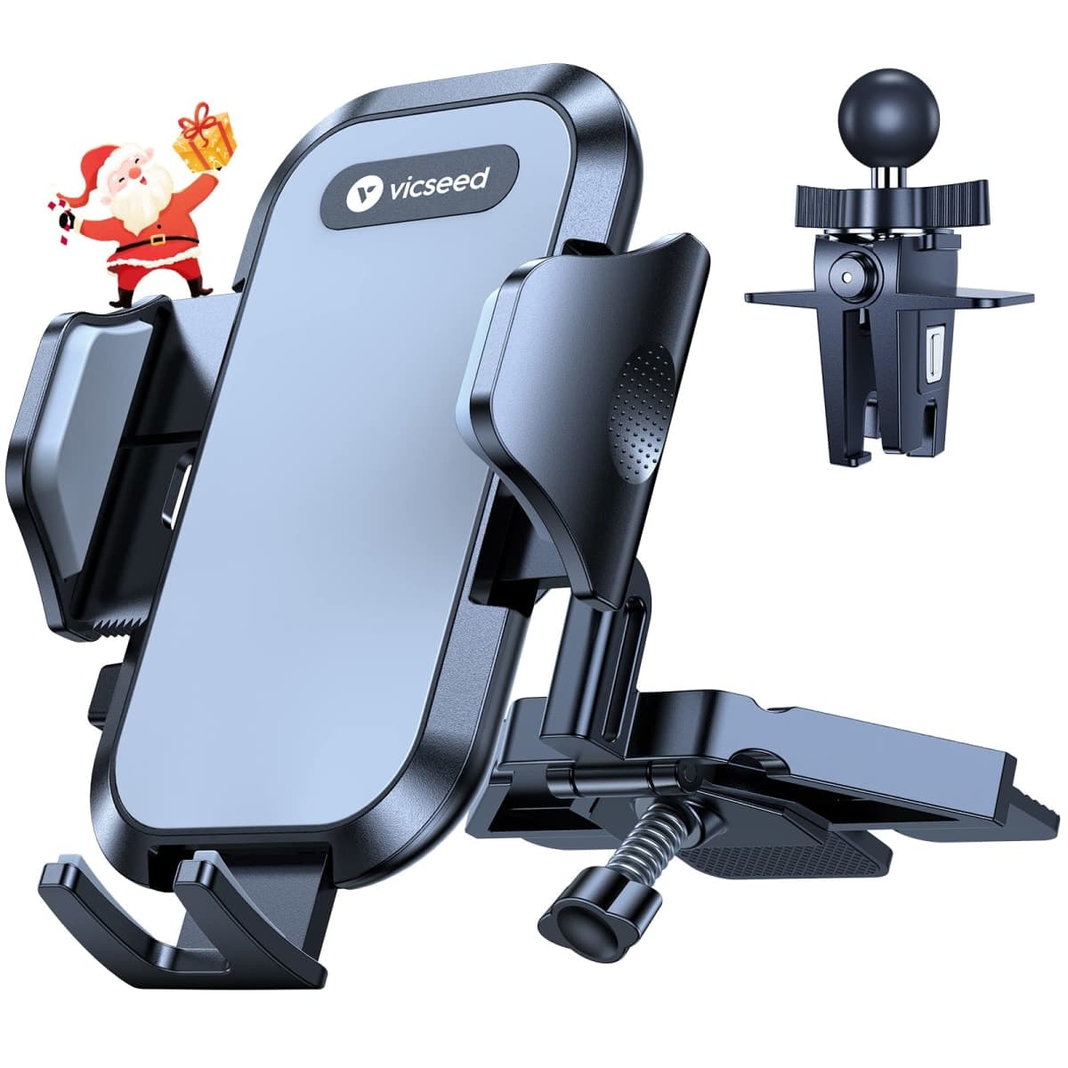 VICSEED 𝗠𝗶𝗹𝗶𝘁𝗮𝗿𝘆-𝗚𝗿𝗮𝗱𝗲 𝗦𝘁𝘂𝗿𝗱𝘆 Phone Mount for Car, 𝗨𝗽𝗴𝗿𝗮𝗱𝗲𝗱 𝗔𝗻𝘁𝗶 𝗦𝗵𝗮𝗸𝗲 CD Slot & Air Vent Thick Case Friendly Car Phone Holder Mount Fit for iPhone 14 13 All Phones — image 1