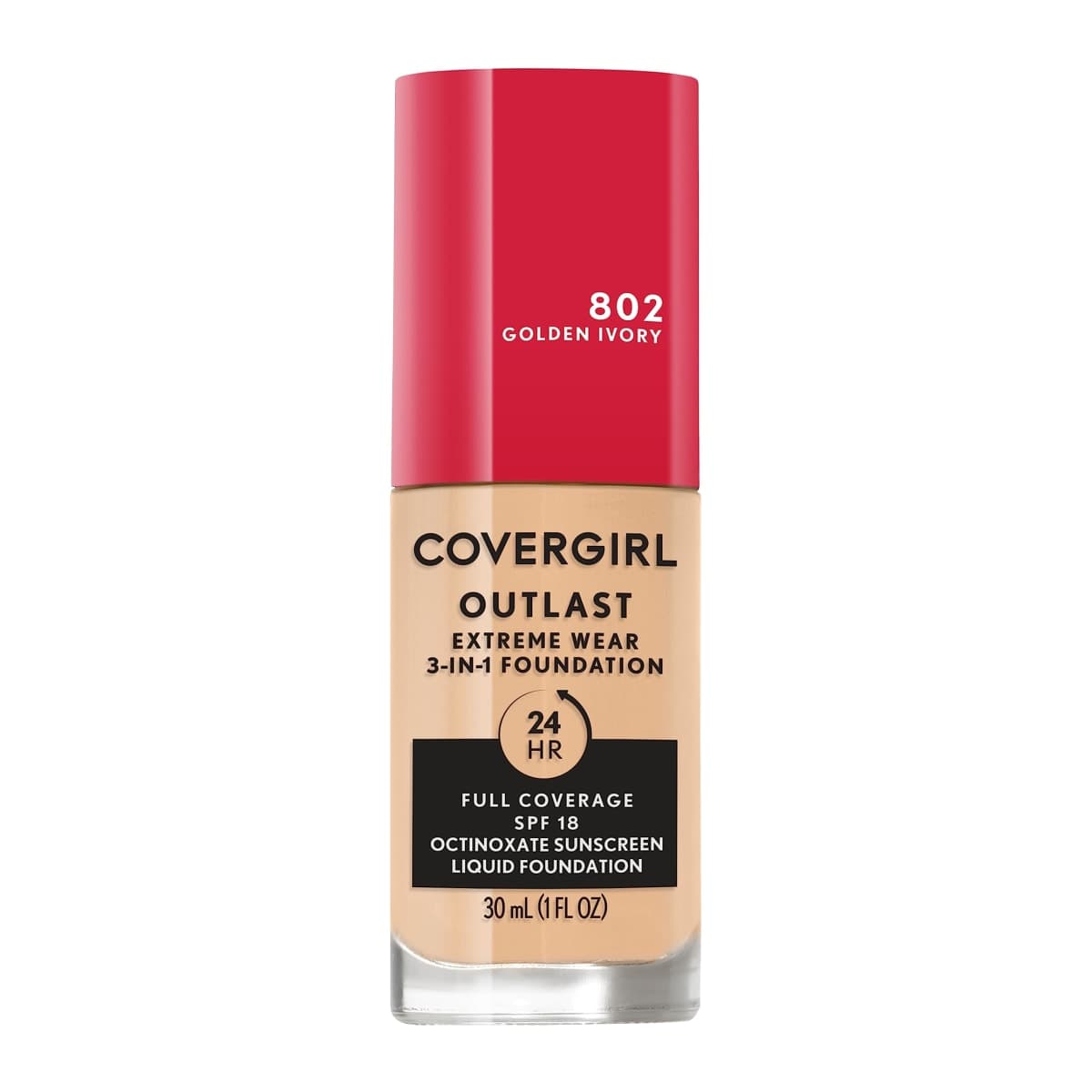 Covergirl Outlast Extreme Wear 3-in-1 Full Coverage Liquid Foundation, SPF 18 Sunscreen, Golden Ivory, 1 Fl. Oz. — image 1
