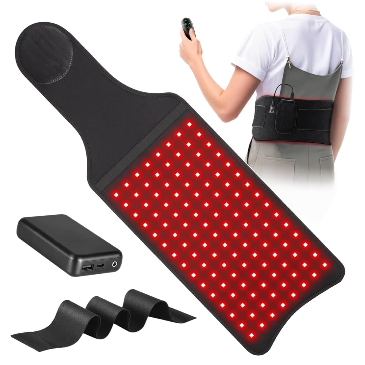 Red Light & Near Infrared Therapy Mat with Vibration Massage – 120 LED Beads (660nm + 850nm), 5 Brightness Levels, 6 Timer Settings, Rechargeable Remote