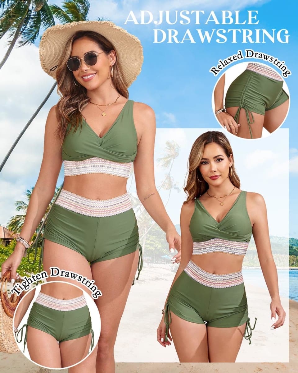 Century Star Women's Two Piece Swimsuit with Boy Shorts High Waisted Bikini Sets Sporty Swimming Suits Bathing Suit, Black, XX-Large thumbnail 2