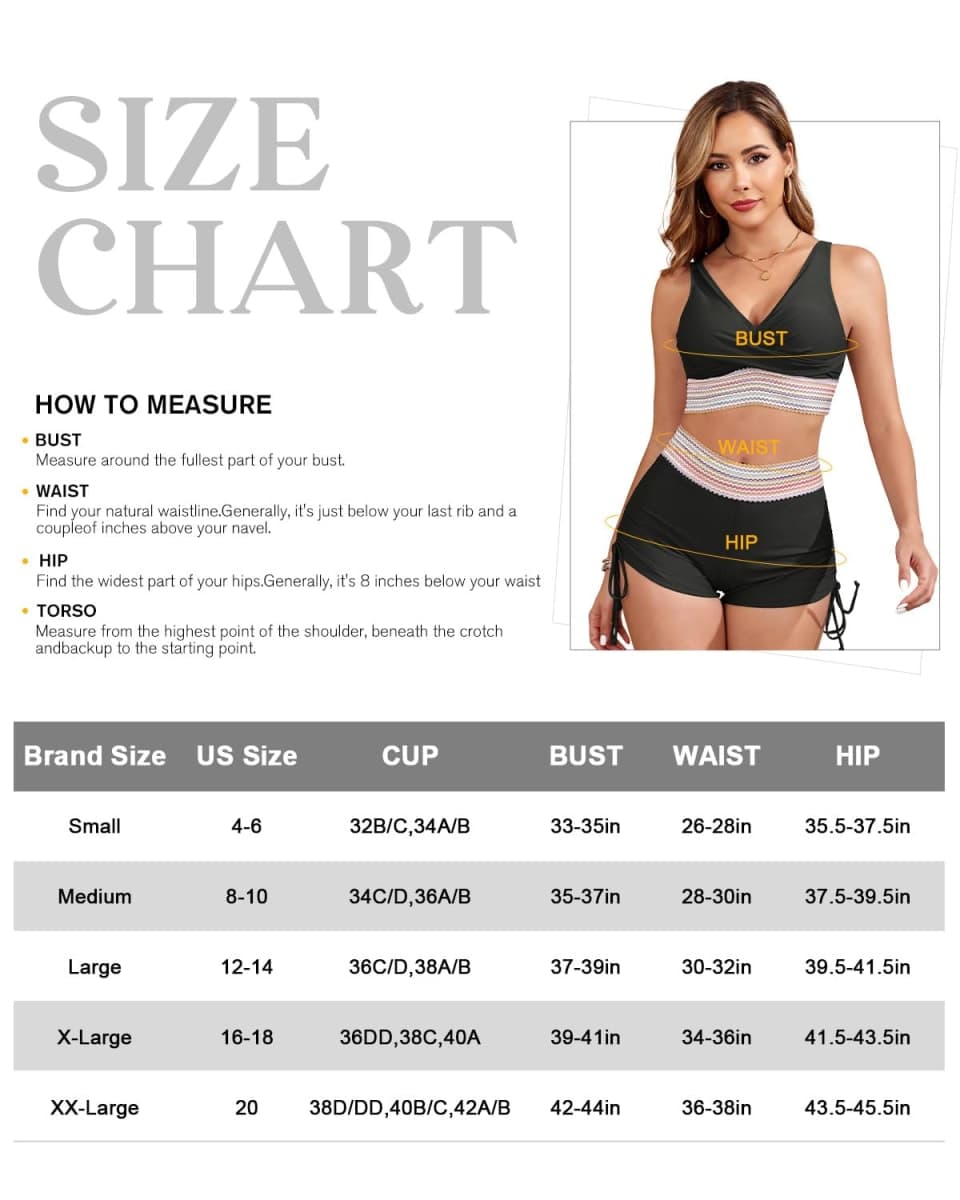 Century Star Women's Two Piece Swimsuit with Boy Shorts High Waisted Bikini Sets Sporty Swimming Suits Bathing Suit, Black, XX-Large thumbnail 5