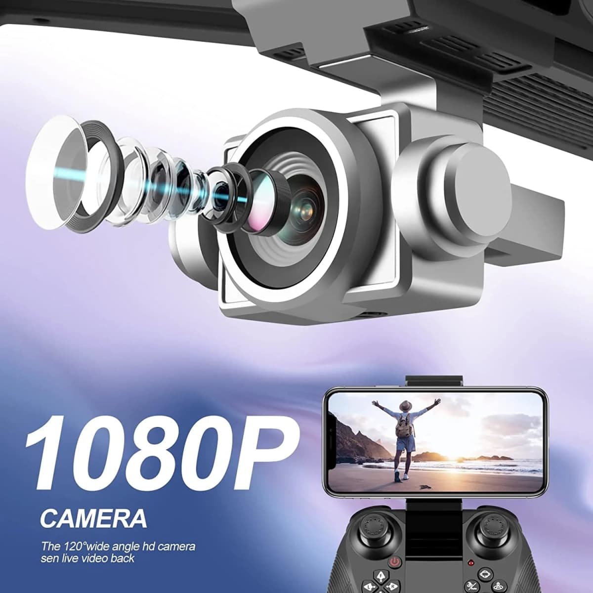 4DRC V14 Professional Drone with 1080P Dual Camera, Foldable HD FPV Mini Drone with 2 Batteries,Trajectory Flight Control,One Key Take Off/Land, Toys Gifts for Teen Boys Girls, Beginner thumbnail 2