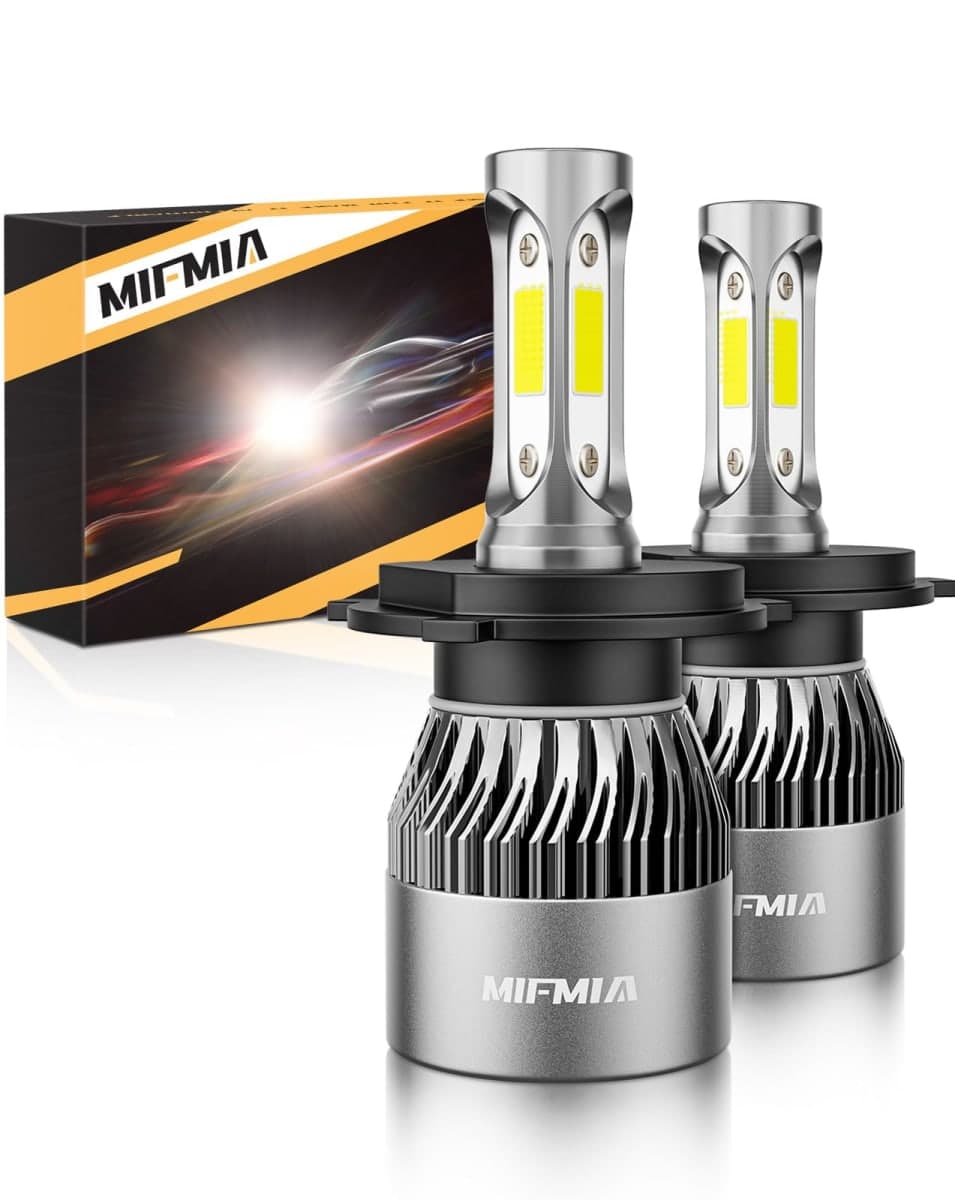 MIFMIA H4 LED Bulbs, 36000LM 900% Brighter, HB2 9003 Bulb 6000K Cool White Interior Lights, IP68 Waterproof Plug-N-Play with Cooling Fan, Pack of 2, License Plate Lights