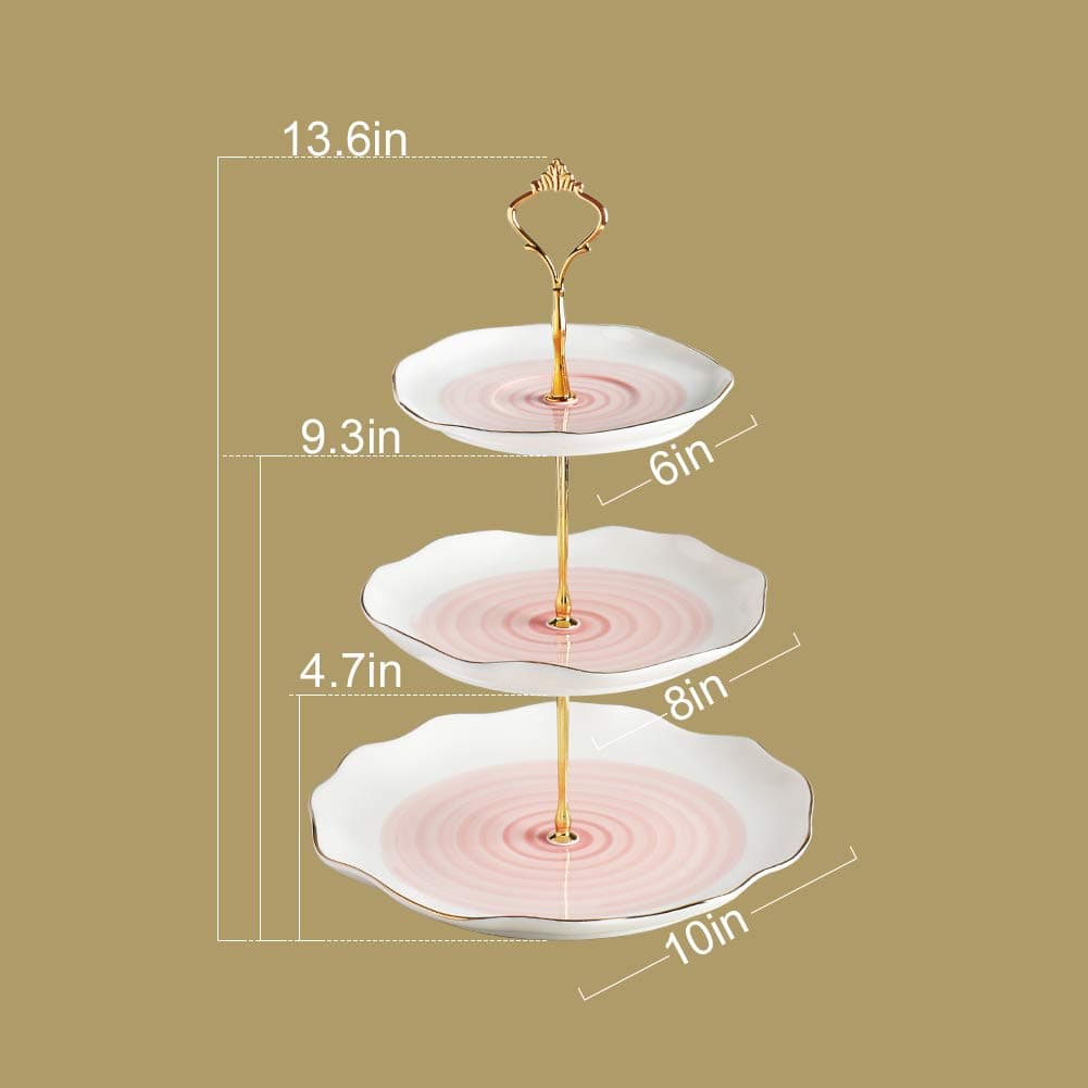 Sweejar 3 Tier Ceramic Cake Stand Wedding, Dessert Cupcake Stand for Tea Party Serving Platter (Jade) thumbnail 5