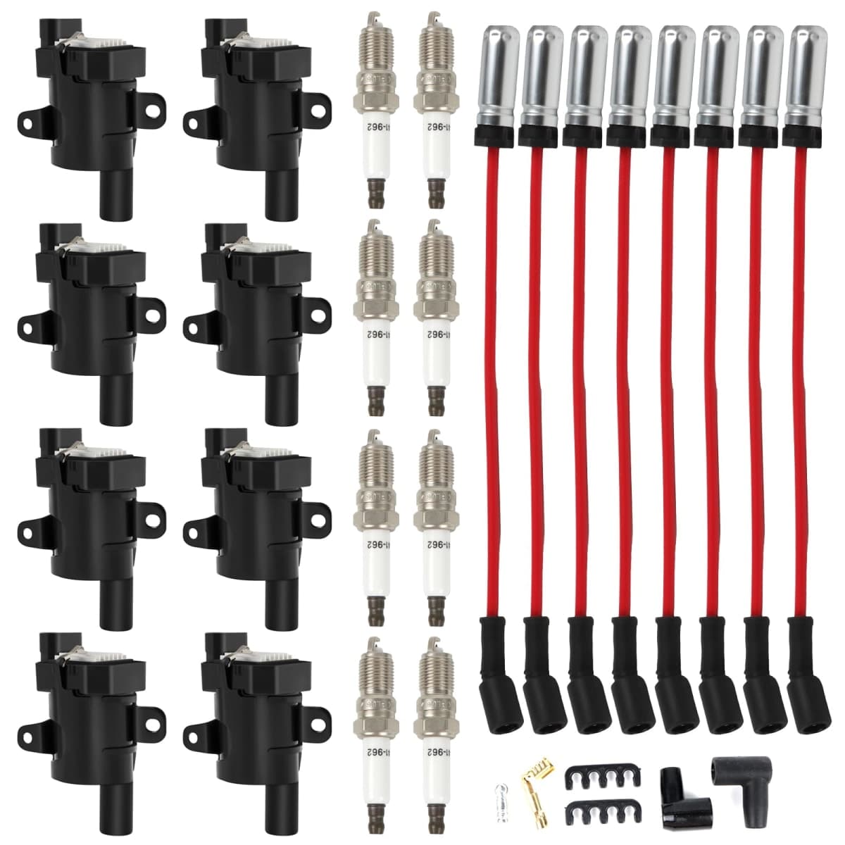HAYIAUTO Set of 8 UF262 Round Ignition Coils Pack D585 & 748UU Spark Plug Wires 8mm Set Compatible with Chevrolet GMC Silverado 1500 2500 Tahoe Suburban Express Sierra Savana Yukon XL Escalade V8