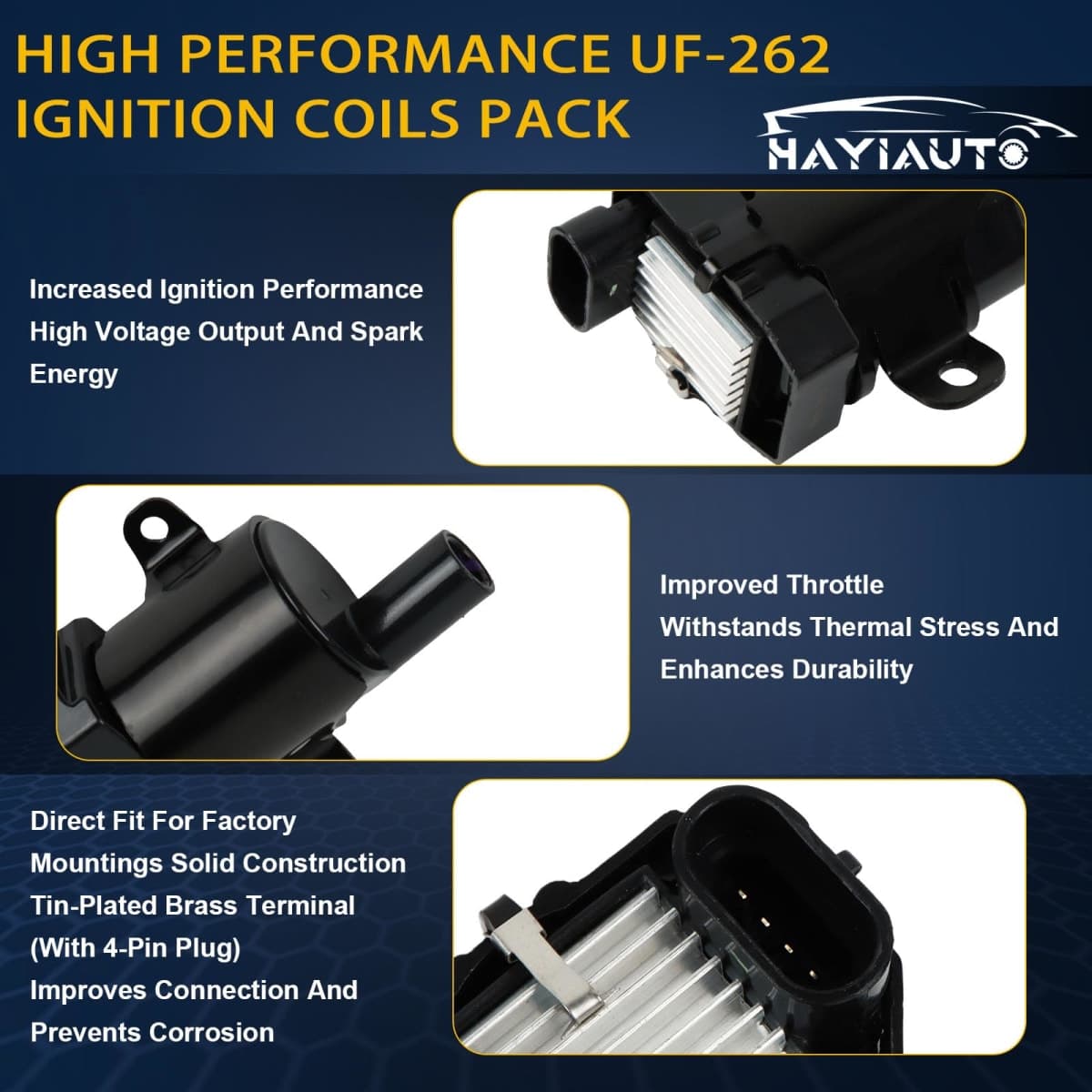 HAYIAUTO Set of 8 UF262 Round Ignition Coils Pack D585 & 748UU Spark Plug Wires 8mm Set Compatible with Chevrolet GMC Silverado 1500 2500 Tahoe Suburban Express Sierra Savana Yukon XL Escalade V8 thumbnail 3