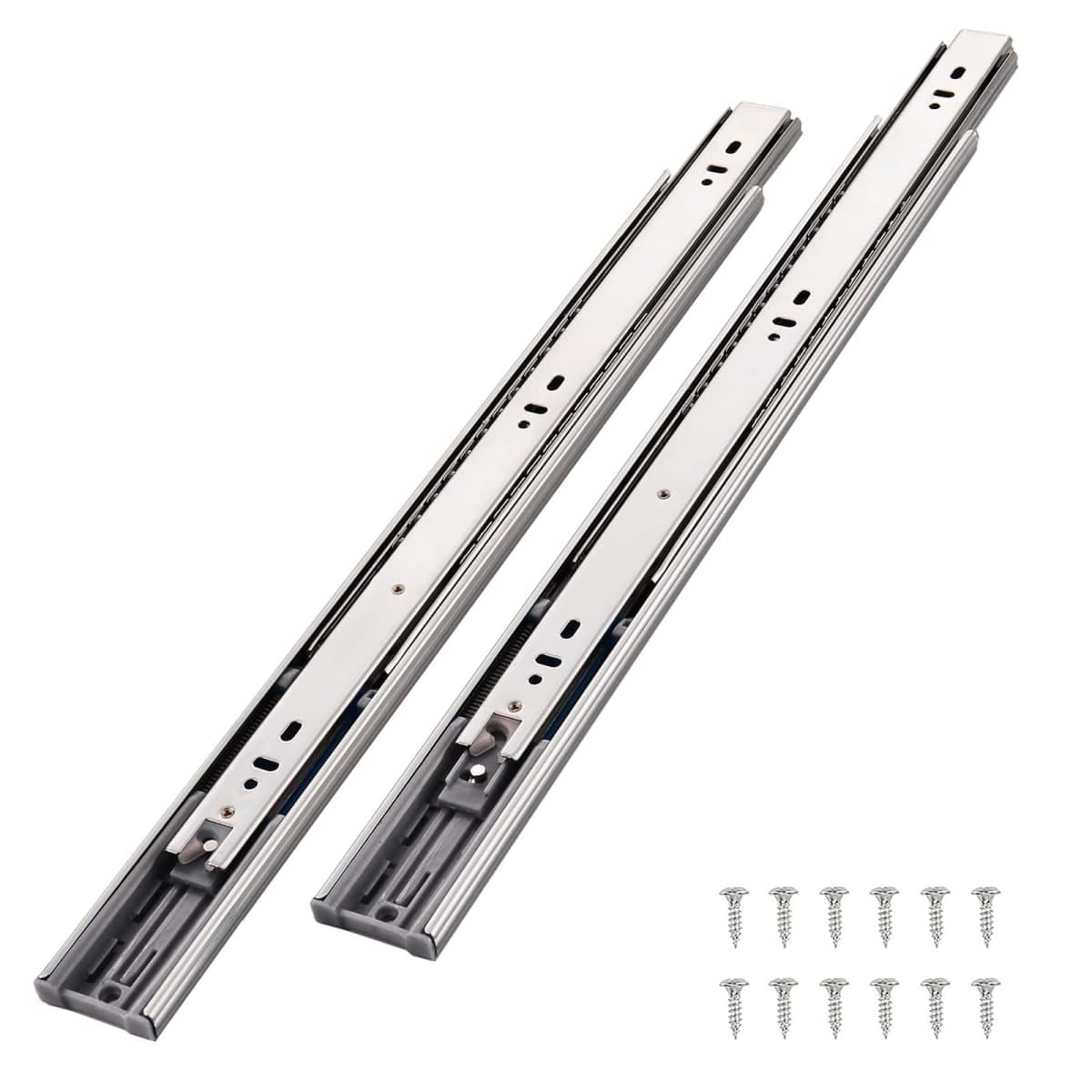 VALISY 215511 Full Extension Drawer Slides 16 Inch 1 Pairs Side Mount Metal Ball Bearing Drawer Slides Rails,10 12 14 16 18 20 22 Inch 100 LB Load Capacity Cabinet Wardrobe Slider Kitchen Glides