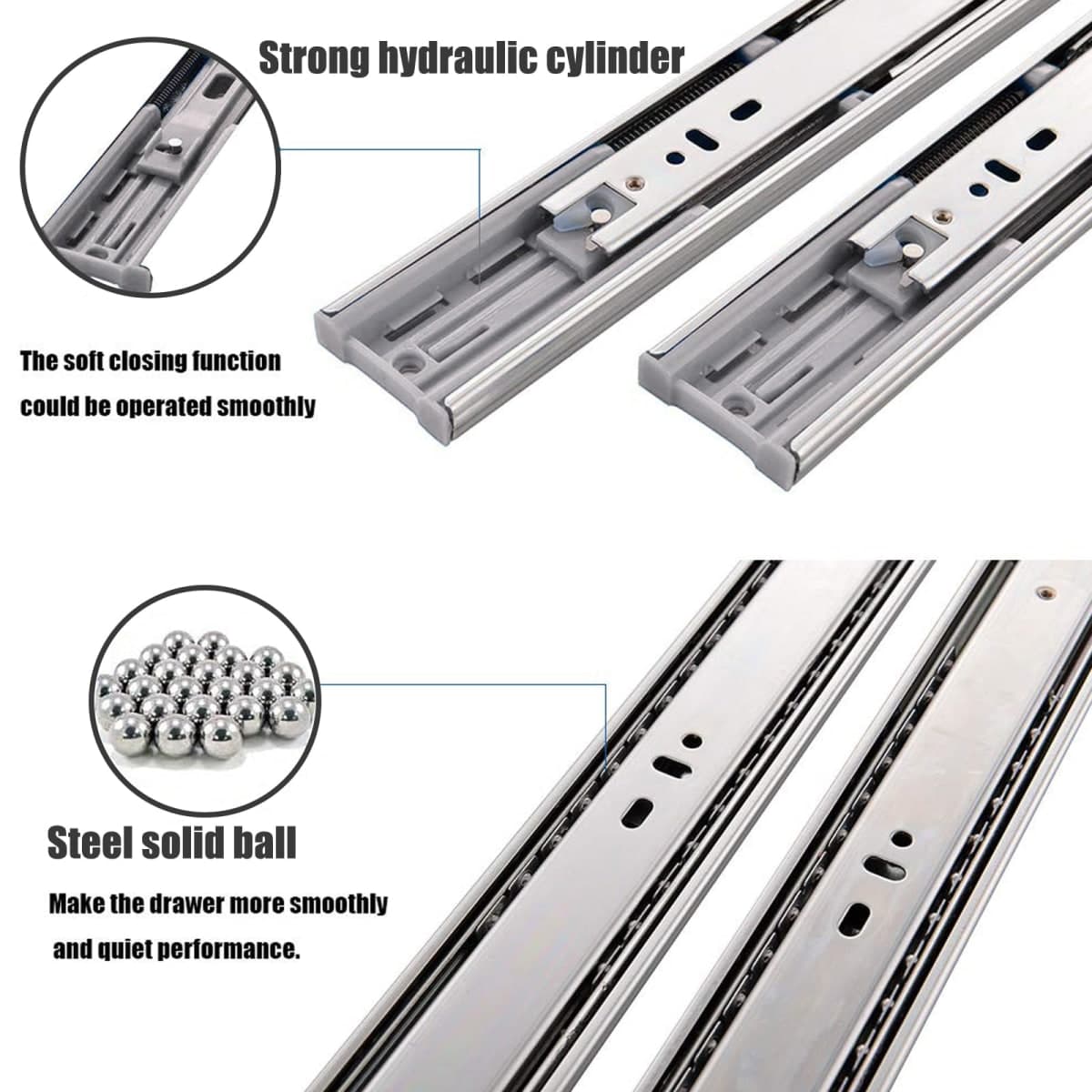 VALISY 215511 Full Extension Drawer Slides 16 Inch 1 Pairs Side Mount Metal Ball Bearing Drawer Slides Rails,10 12 14 16 18 20 22 Inch 100 LB Load Capacity Cabinet Wardrobe Slider Kitchen Glides thumbnail 5