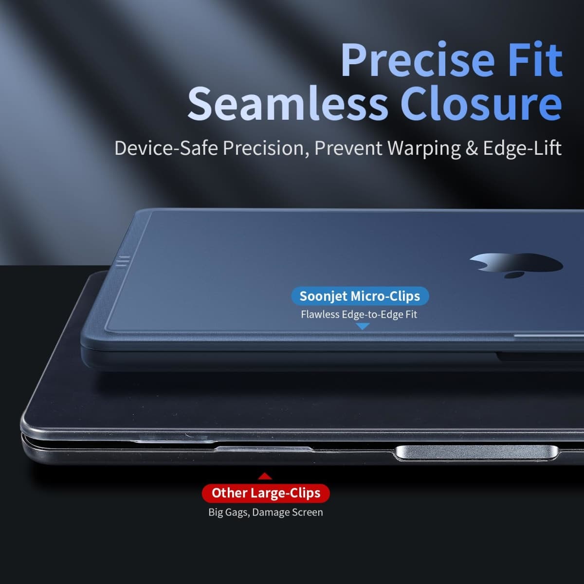 Soonjet CrackGuard for MacBook Air 15 inch Case | M5 M4 M3 M2 2026 2025-2023 | Anti-Crack Upgrade |100% Match Official Color | Hard Shell Laptop Cover | A3448 A3241 A3114 A2941 | Midnight Clear thumbnail 5