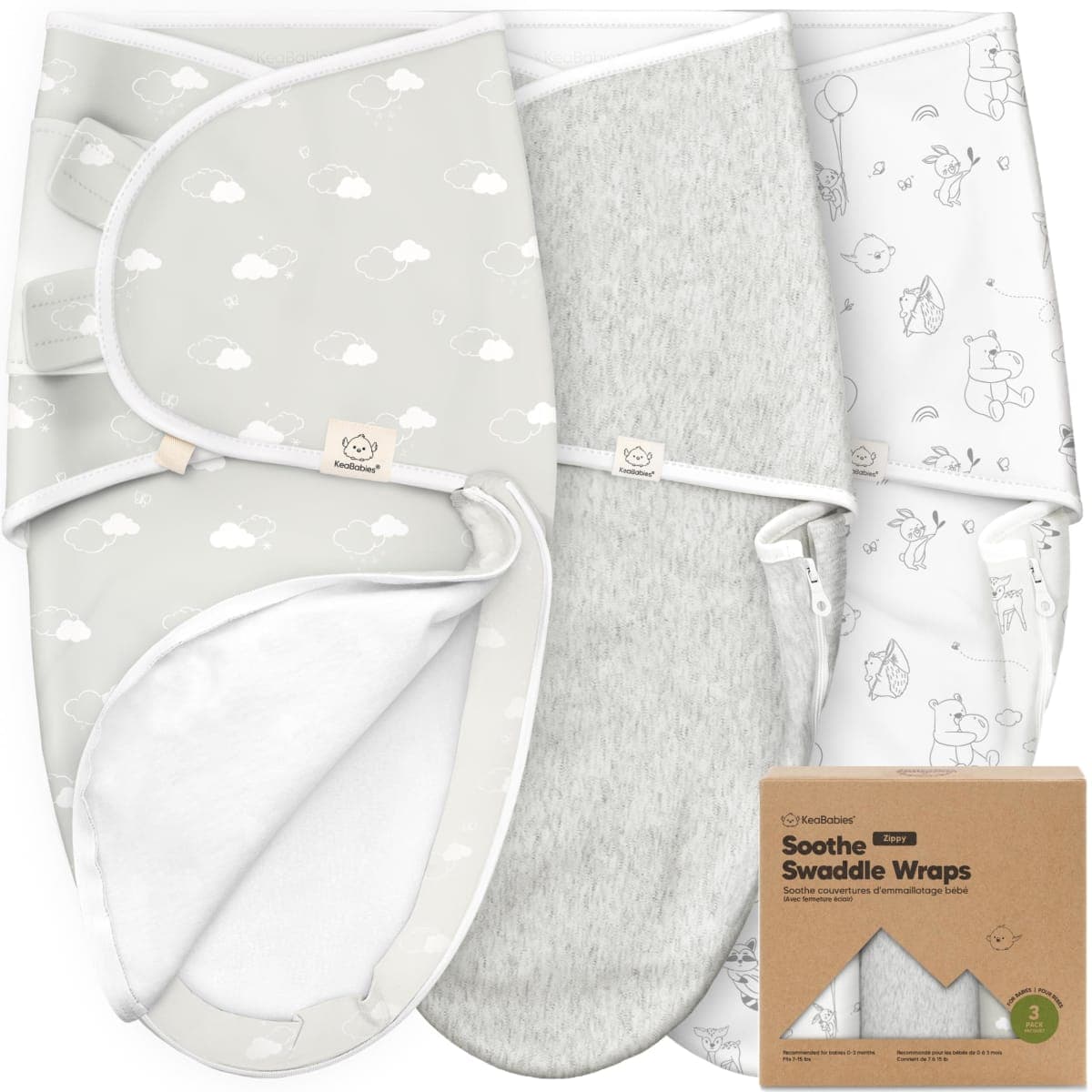 Baby Swaddle Sleep Sacks with Zipper - 3-Pack Swaddles for Newborns 0-3 Months, Infant, Baby Girls, Boys, Soft & Durable Newborn Sleep Sack, Easy Diaper Change Swaddling Blanket (The Wild 2) — image 1