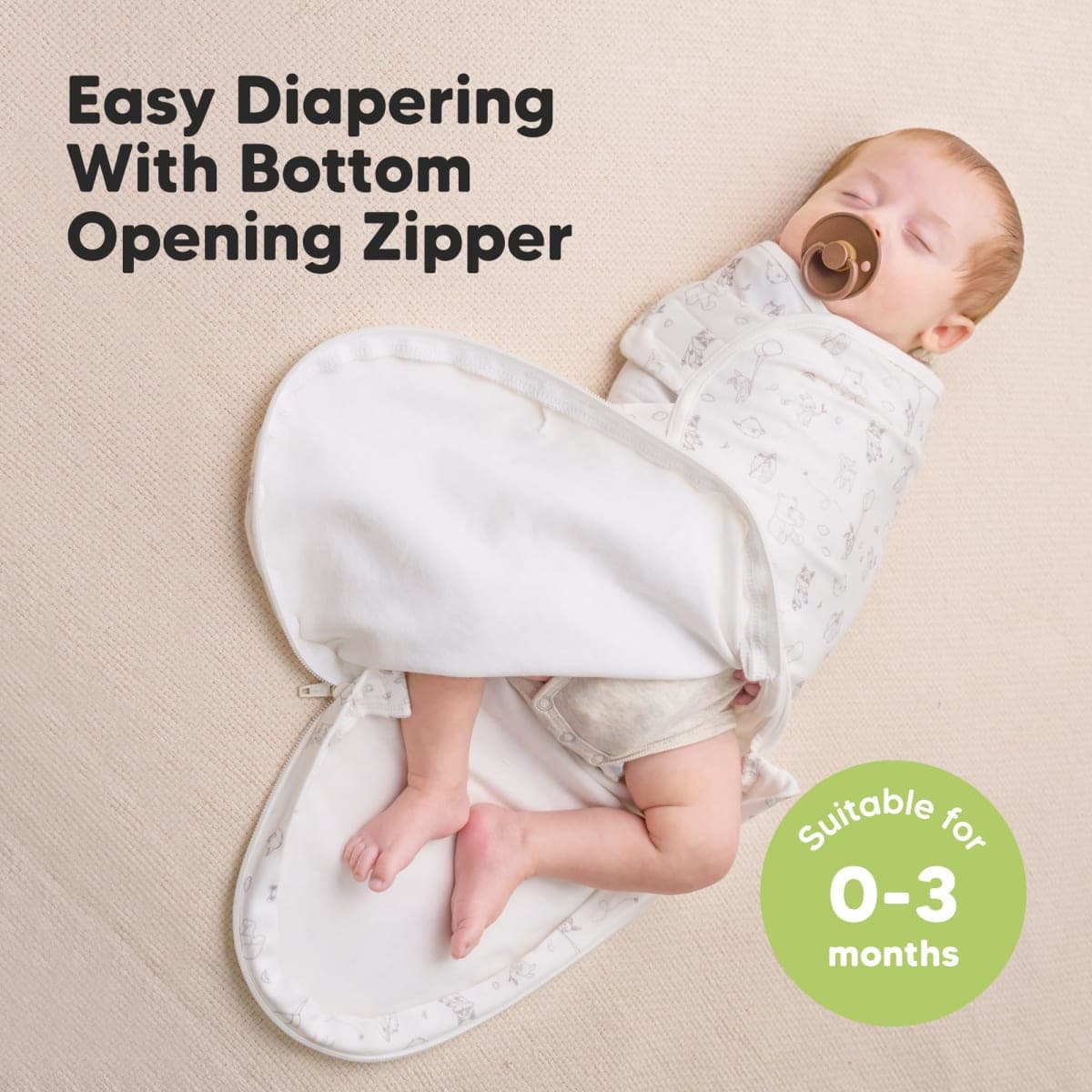 Baby Swaddle Sleep Sacks with Zipper - 3-Pack Swaddles for Newborns 0-3 Months, Infant, Baby Girls, Boys, Soft & Durable Newborn Sleep Sack, Easy Diaper Change Swaddling Blanket (The Wild 2) thumbnail 2