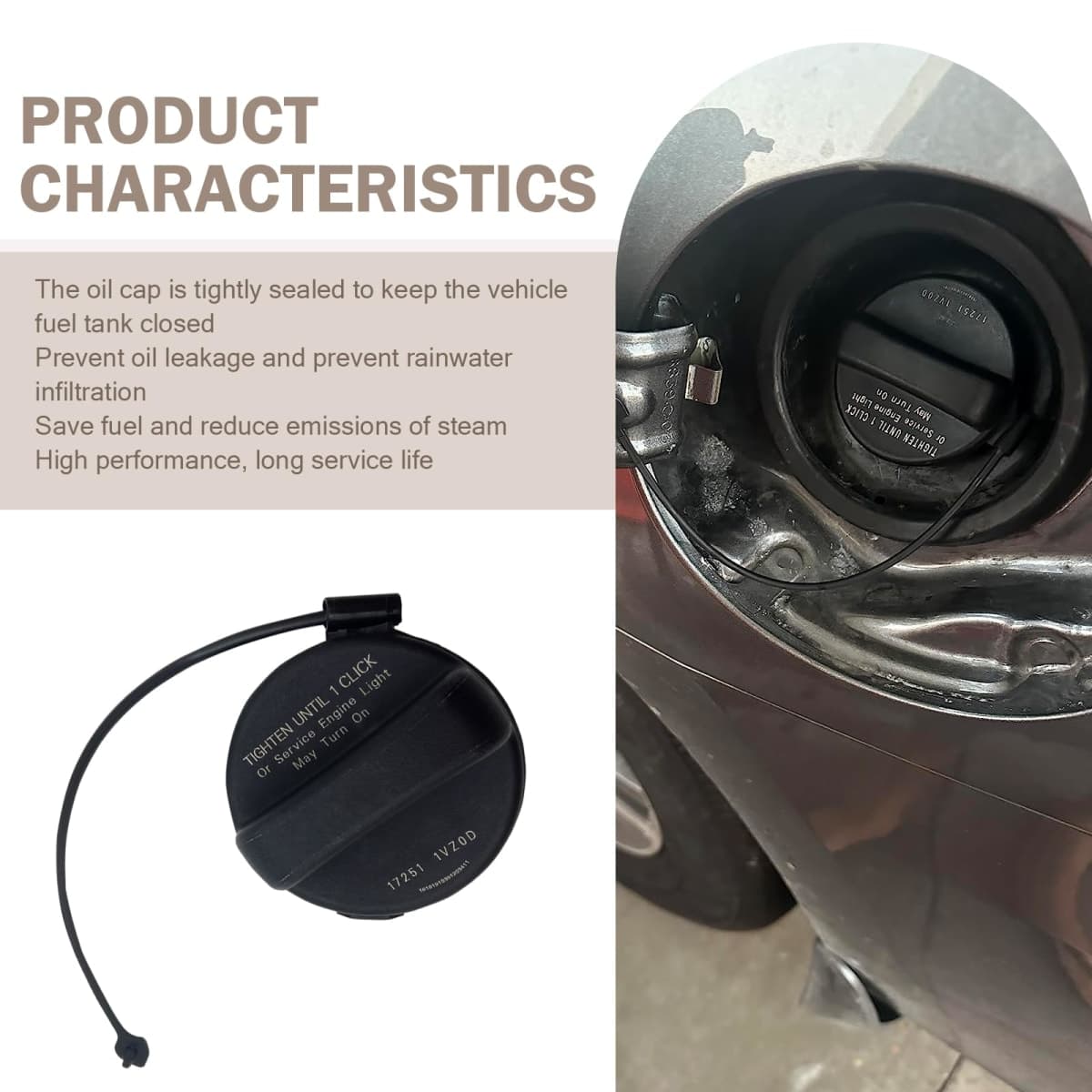 Dogary 1 PC Gas Tank Cap, Fuel Sealing Cap, Replaces OEM 17251-1VZ0D 17251-3JA0A 17251-9BD0E, Compatible with Nissan Altima Frontier Murano Pathfinder Versa and Infiniti JX35、QX60 (Black) thumbnail 5