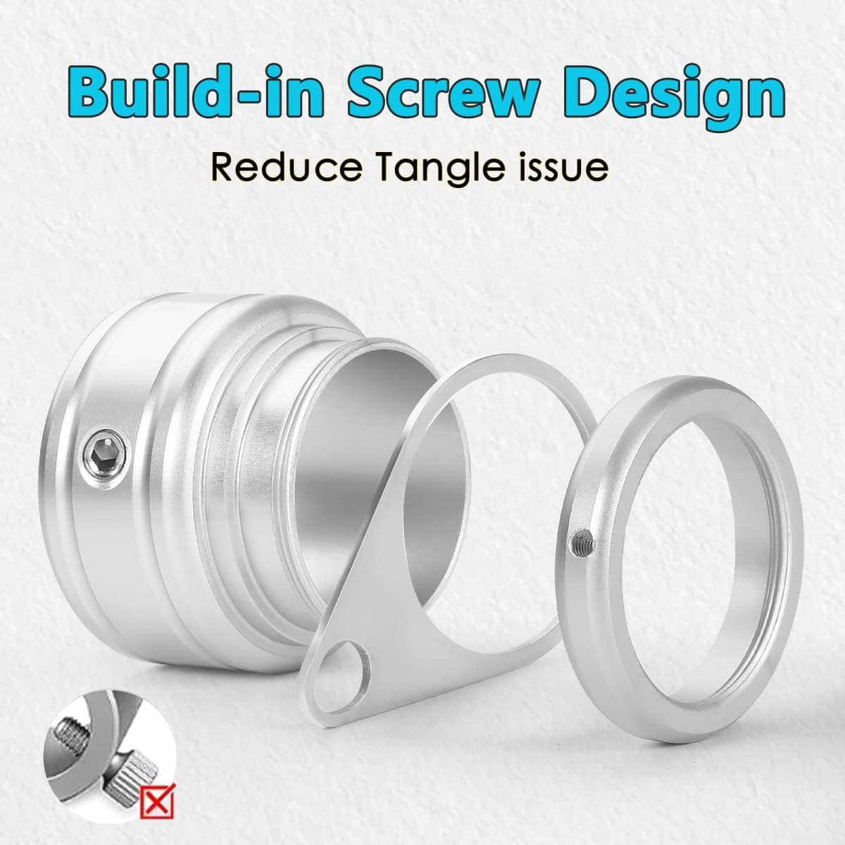 1.25" Flag Pole Rings, Aluminum Alloy Flag Pole Clips Swivels 360° Rotating Anti Wrap Mounting Ring with Carabiner, Flag Pole Kit Parts for 1.02-1.25 Inch Diameter- Pack of 2 (Silver) thumbnail 5