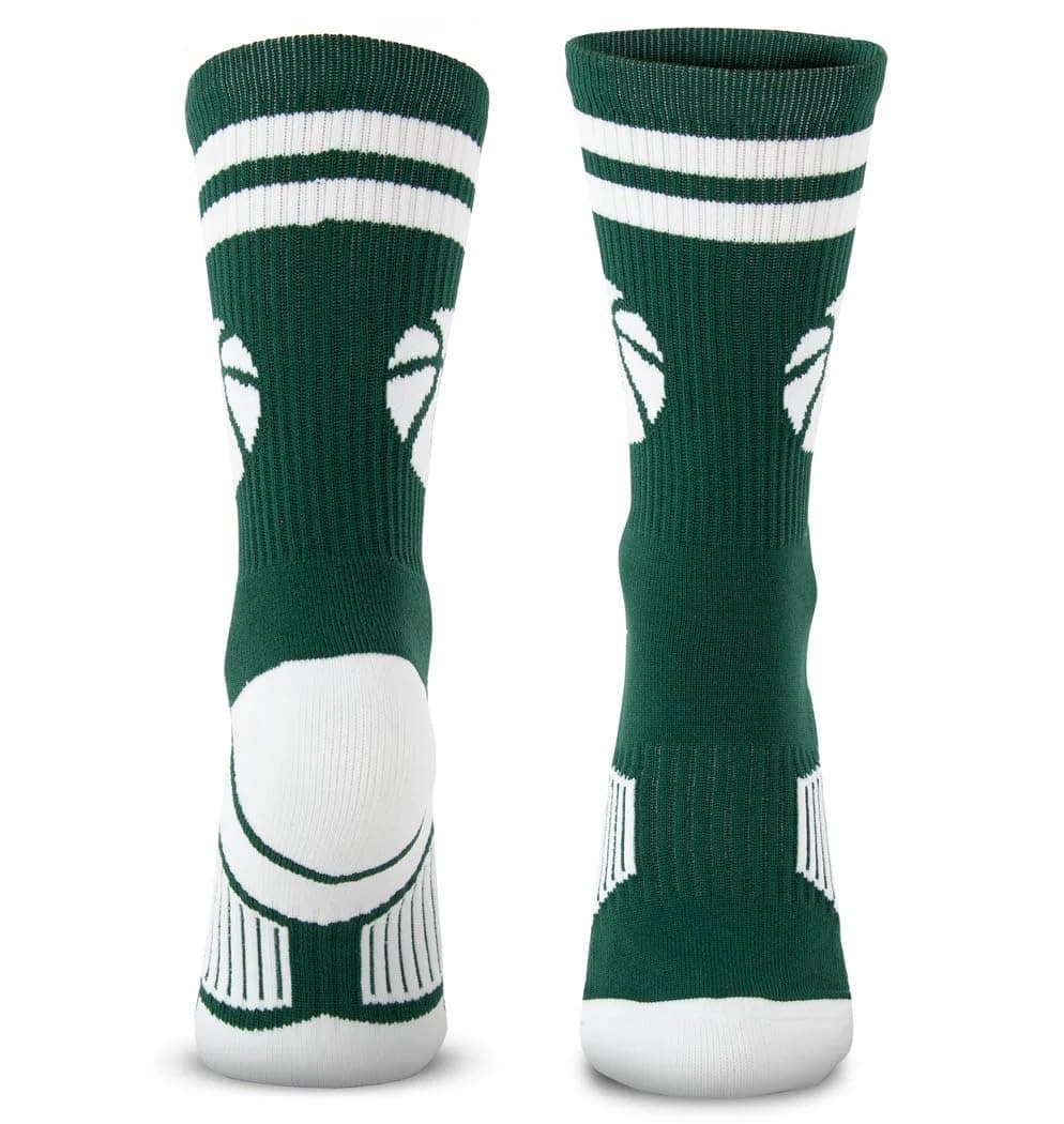 ChalkTalkSPORTS Basketball Socks - Performance Crew Socks for Basketball Players - Multiple Designs - Youth & Adult Sizes, Stripes Green & White, Small thumbnail 4