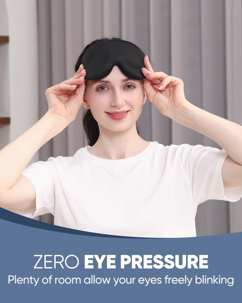 MZOO Sleep Eye Mask for Men Women, 3D Contoured Cup Sleeping Mask & Blindfold, Concave Molded Night Sleep Mask, Block Out Light, Soft Comfort Eye Shade Cover for Travel Yoga Nap, Black thumbnail 2