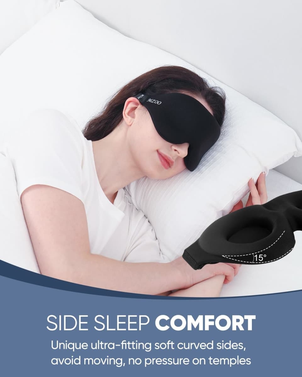 MZOO Sleep Eye Mask for Men Women, 3D Contoured Cup Sleeping Mask & Blindfold, Concave Molded Night Sleep Mask, Block Out Light, Soft Comfort Eye Shade Cover for Travel Yoga Nap, Black thumbnail 3