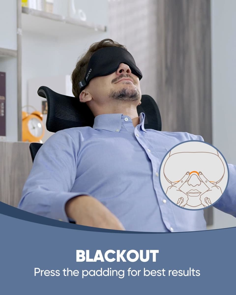 MZOO Sleep Eye Mask for Men Women, 3D Contoured Cup Sleeping Mask & Blindfold, Concave Molded Night Sleep Mask, Block Out Light, Soft Comfort Eye Shade Cover for Travel Yoga Nap, Black thumbnail 4