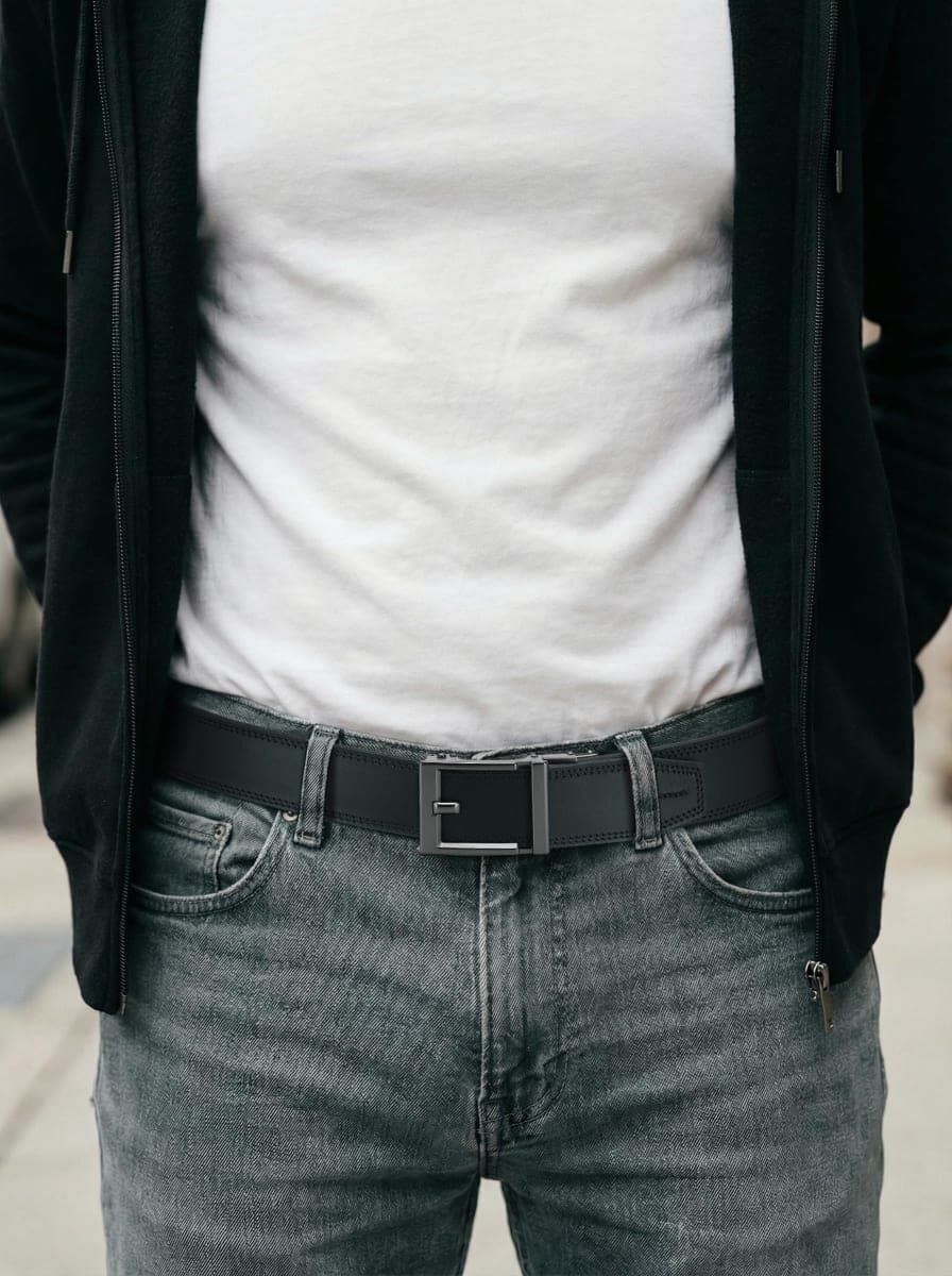 CHAOREN Mens Belts Leather - 35mm Genuine Leather Belt for Jeans - Men Gift for Casual Dress, Full Grain Black, 42 thumbnail 2