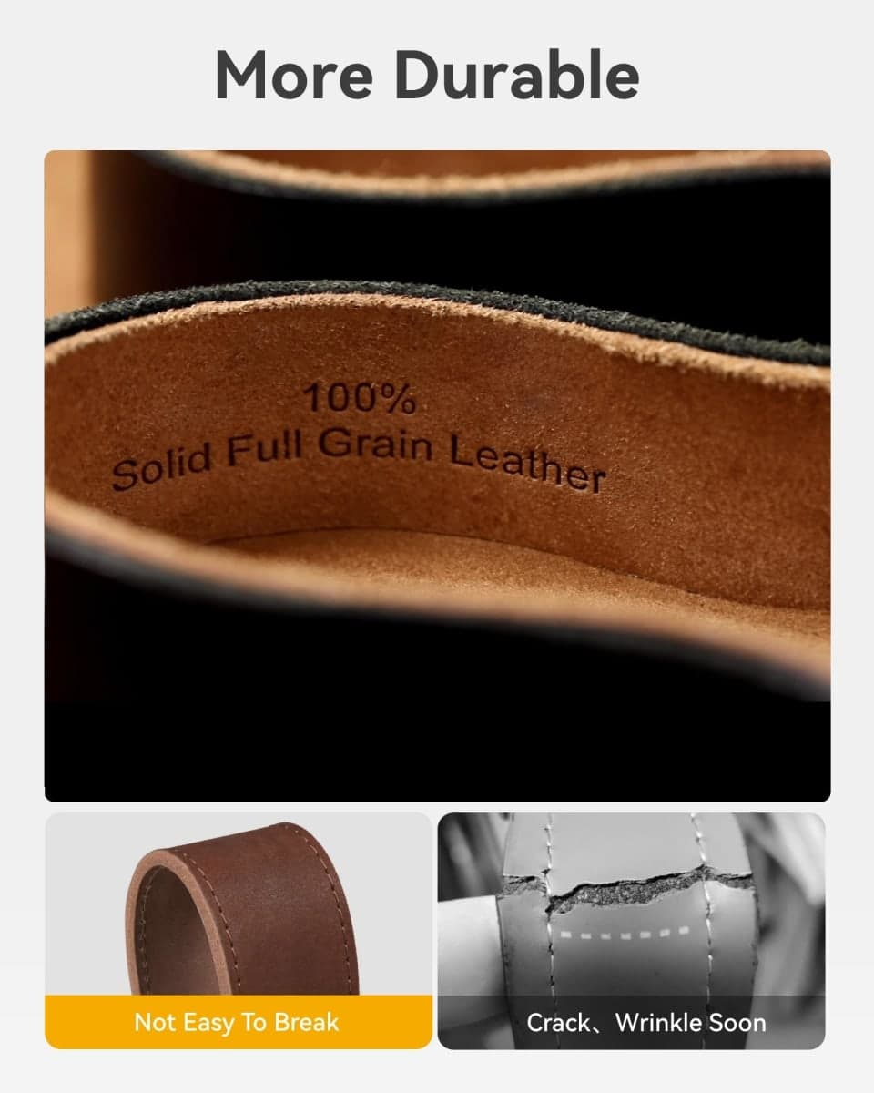 CHAOREN Mens Belts Leather - 35mm Genuine Leather Belt for Jeans - Men Gift for Casual Dress, Full Grain Black, 42 thumbnail 3