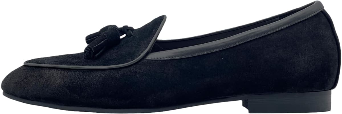 Justar Men's Belgian Loafers Suede Leather Shoes Comfort Slip-Ons for Business Casual Office, Tassels-black, 9 thumbnail 4