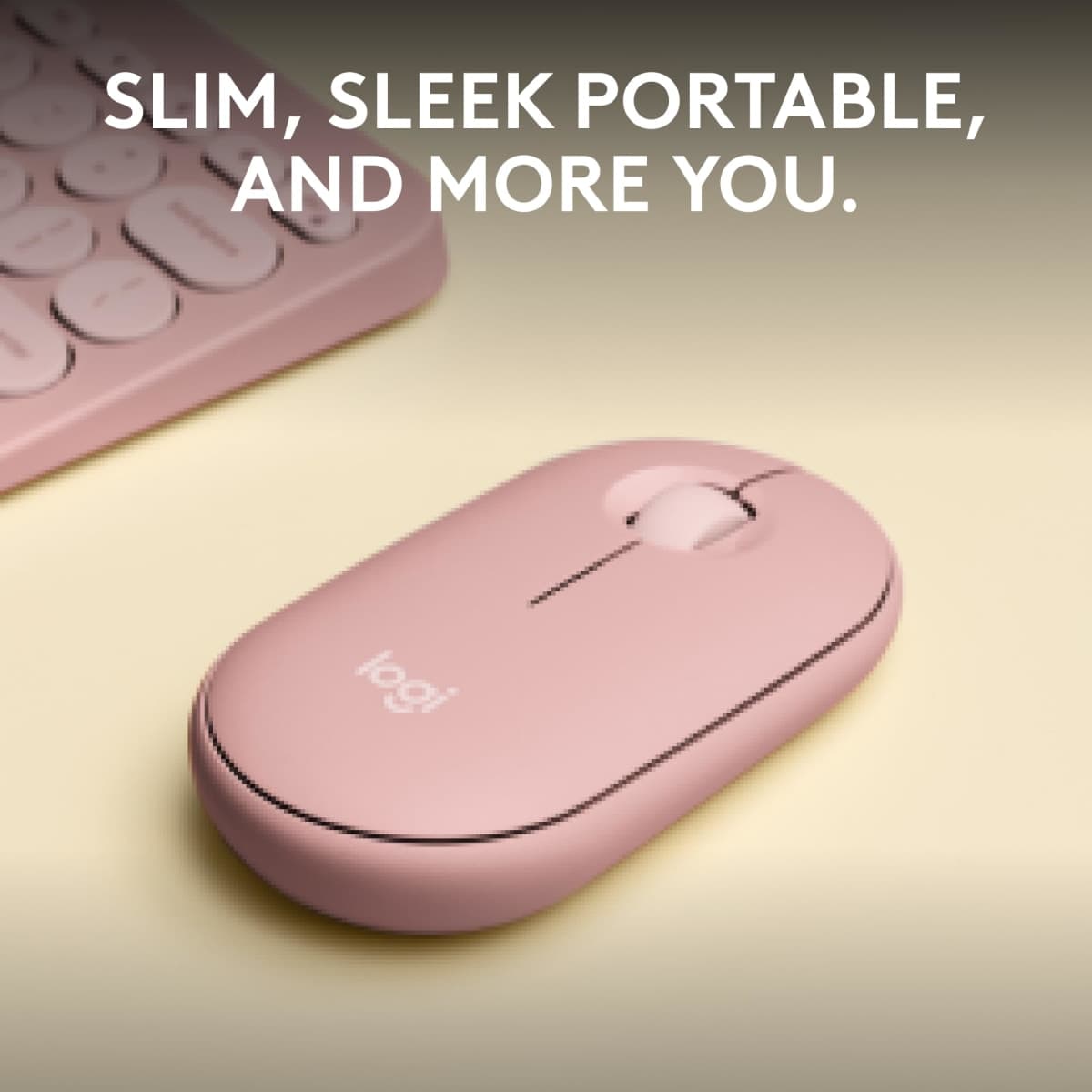 Logitech Pebble Mouse 2 M350s Slim Bluetooth Wireless Mouse, Portable, Lightweight, Customizable Button, Quiet Clicks, Easy-Switch for Windows, macOS, iPadOS, Android, Chrome OS - Tonal Rose thumbnail 2