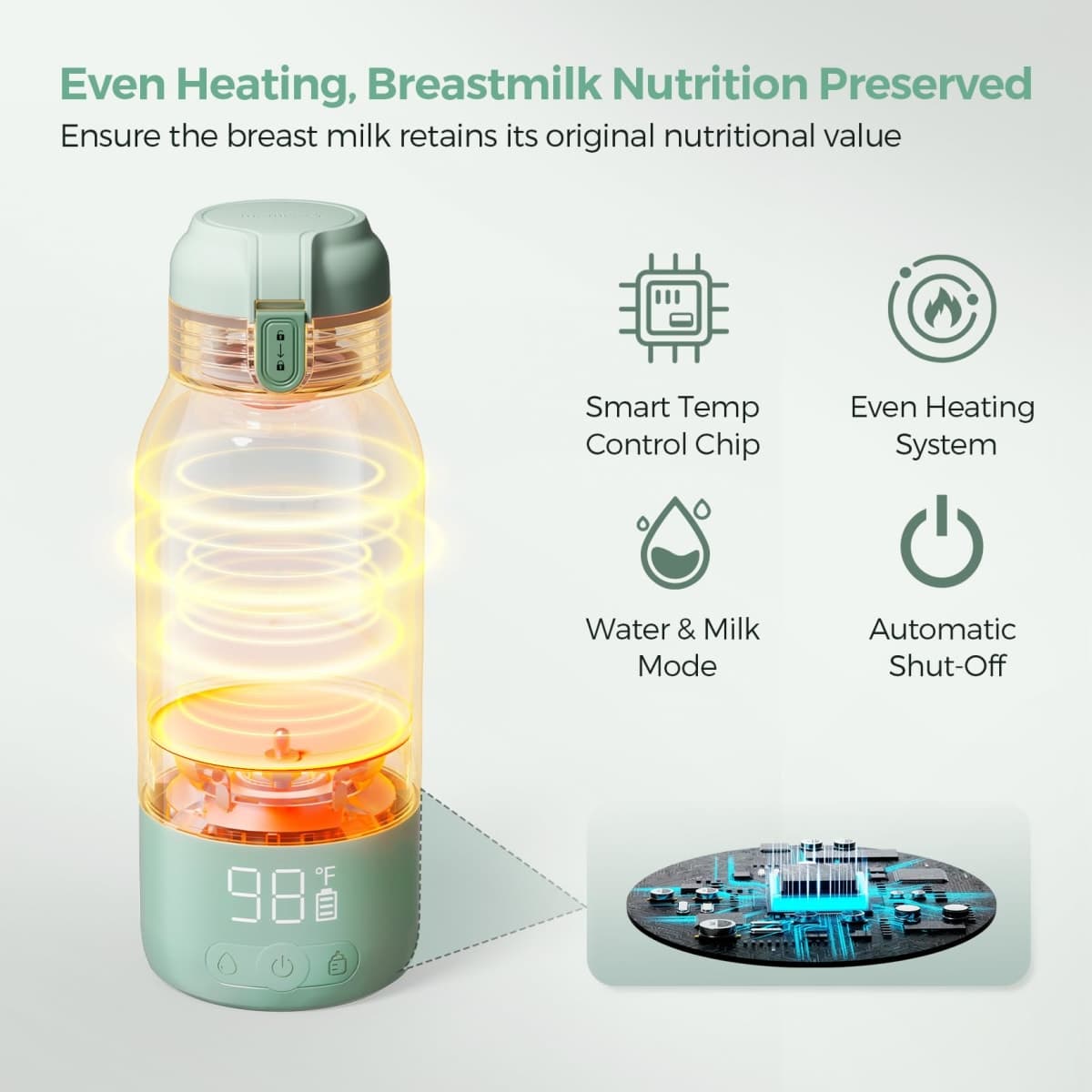 Momcozy Portable Milk Warmer for Travel – Dual Heating Modes for Breast Milk & Water, Portable Bottle Warmer with Fast Heating & Long Battery Life, 17 Ounces Large Capacity to Meet Your All-Day Needs thumbnail 3