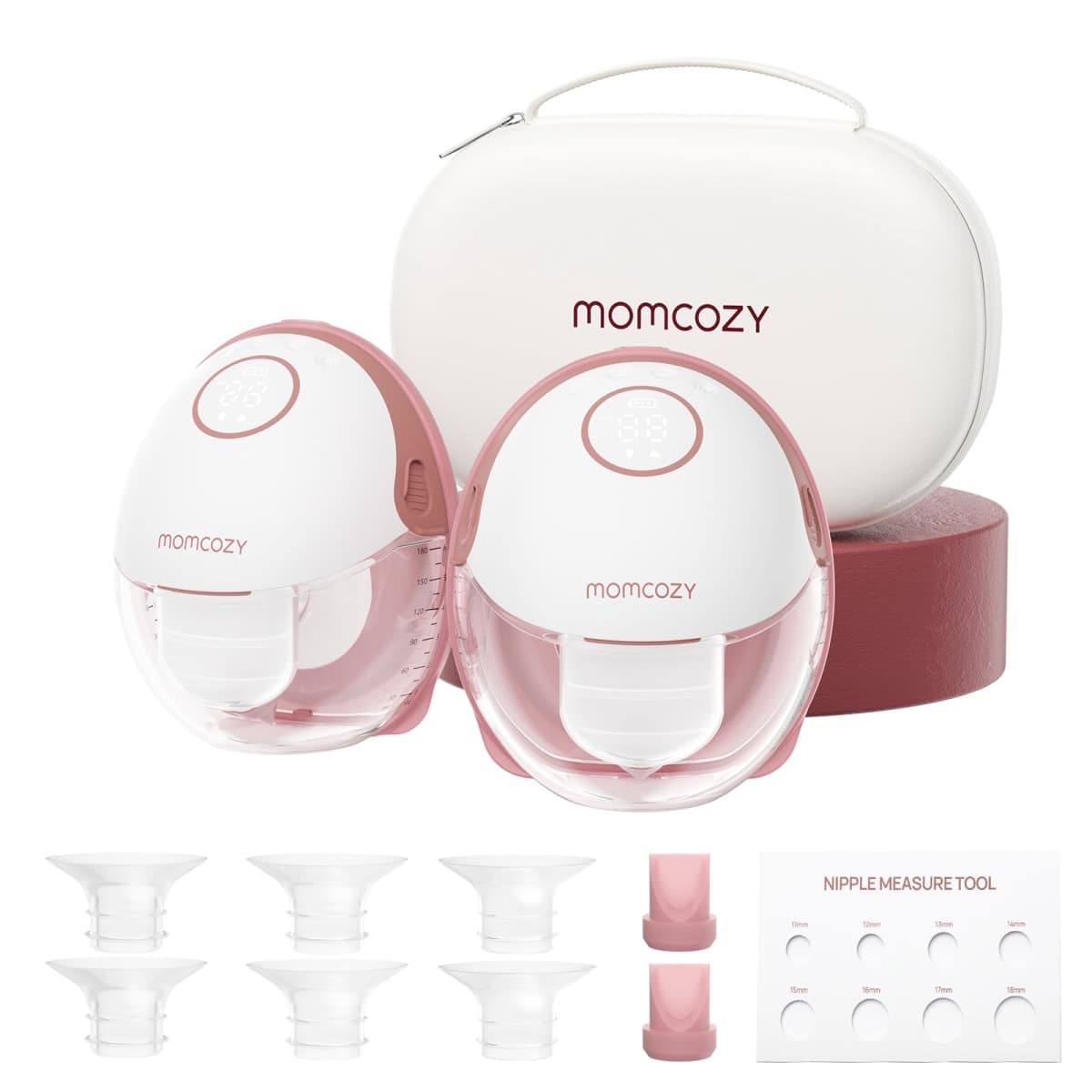 Momcozy Breast Pump Hands Free Mobile Style | M6, Wearable Breastfeeding Electric Breast Pump Ideal Rhythm More Milk, DoubleFit Flange More Fit & Discreet with 3 Modes 9 Levels, 24mm - 2 Pack Cozy Red