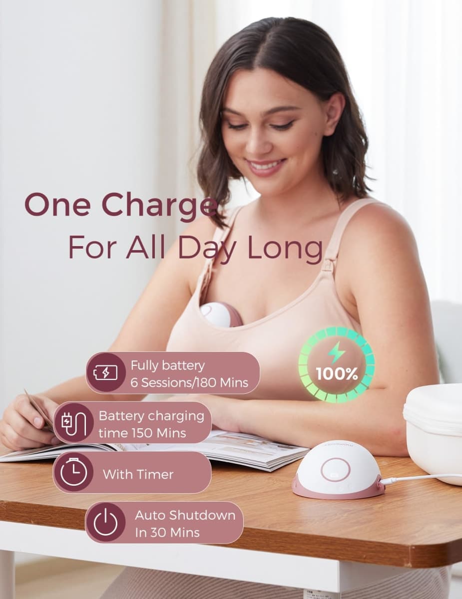 Momcozy Breast Pump Hands Free Mobile Style | M6, Wearable Breastfeeding Electric Breast Pump Ideal Rhythm More Milk, DoubleFit Flange More Fit & Discreet with 3 Modes 9 Levels, 24mm - 2 Pack Cozy Red thumbnail 2