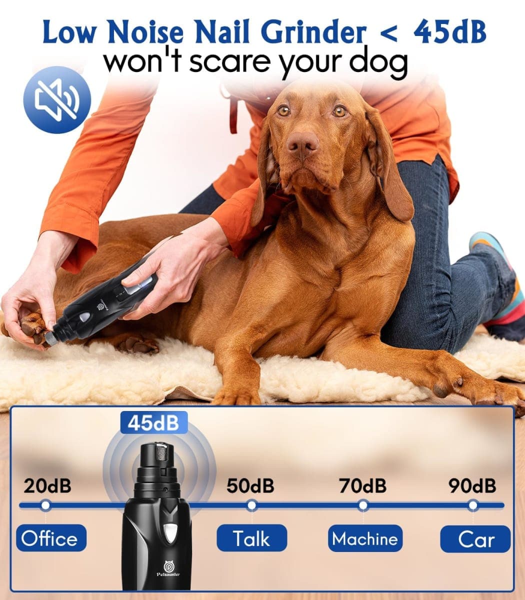 Petsaunter Dog Nail Grinder, 2-Speed and LED Light, Powerful Touch-Switch, TypeC, Quiet and Low-Vibration Dog Nail Trimmers, and 3 Ports for Large, Medium, Small Dogs Cats Pets with Hard or Thick Nail thumbnail 5