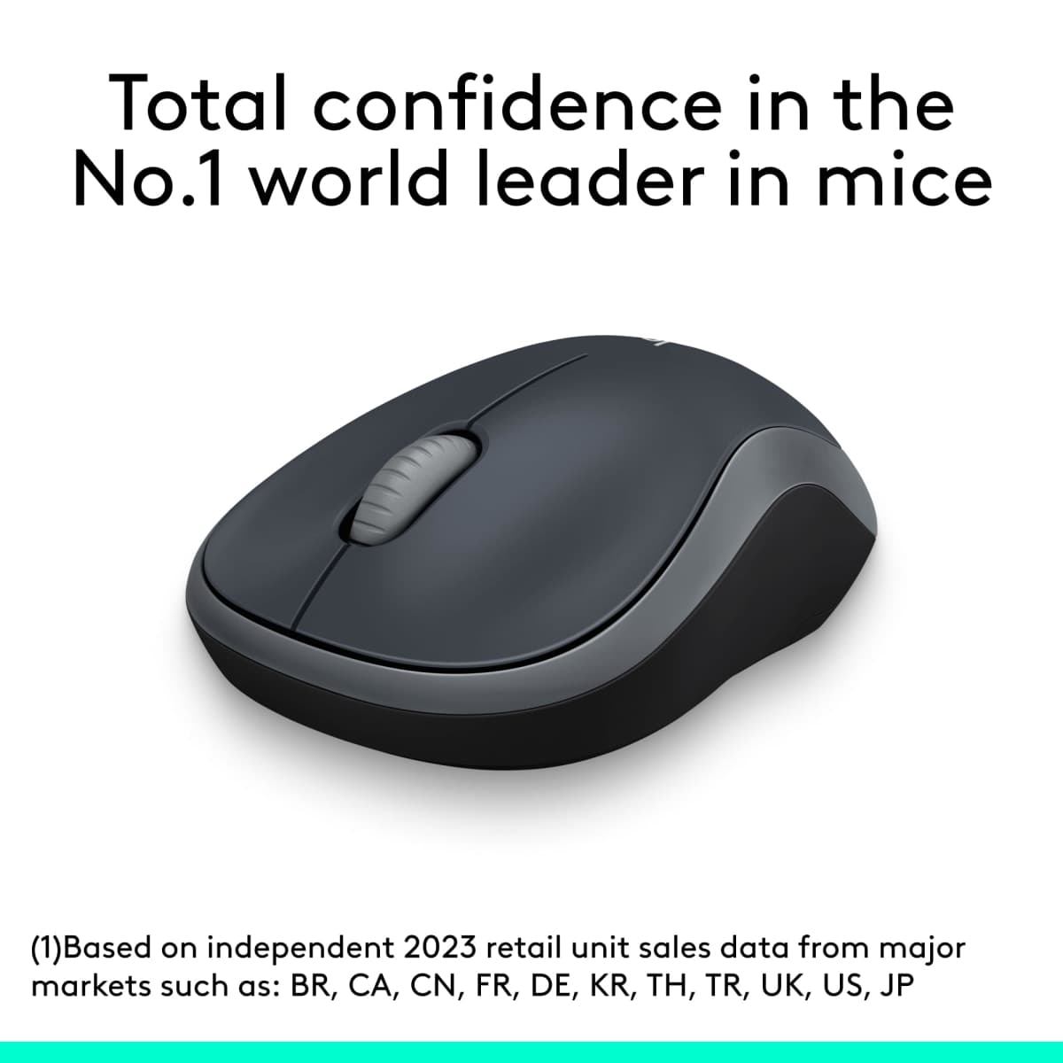 Logitech M185 Wireless Mouse, 2.4GHz with USB Mini Receiver, 12-Month Battery Life, 1000 DPI Optical Tracking, Ambidextrous, Compatible with PC, Mac, Laptop - Swift Grey thumbnail 2