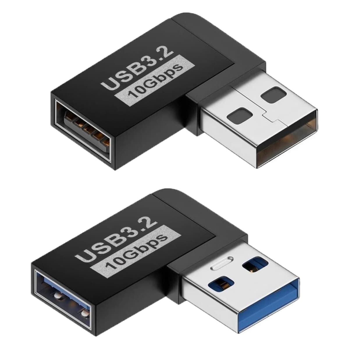 Leehitech 90 Degree Left Right Angle USB-A Male to Female Adapter, USB 3.0 Extender Connector, USB Extension Adapter 2 Pcs