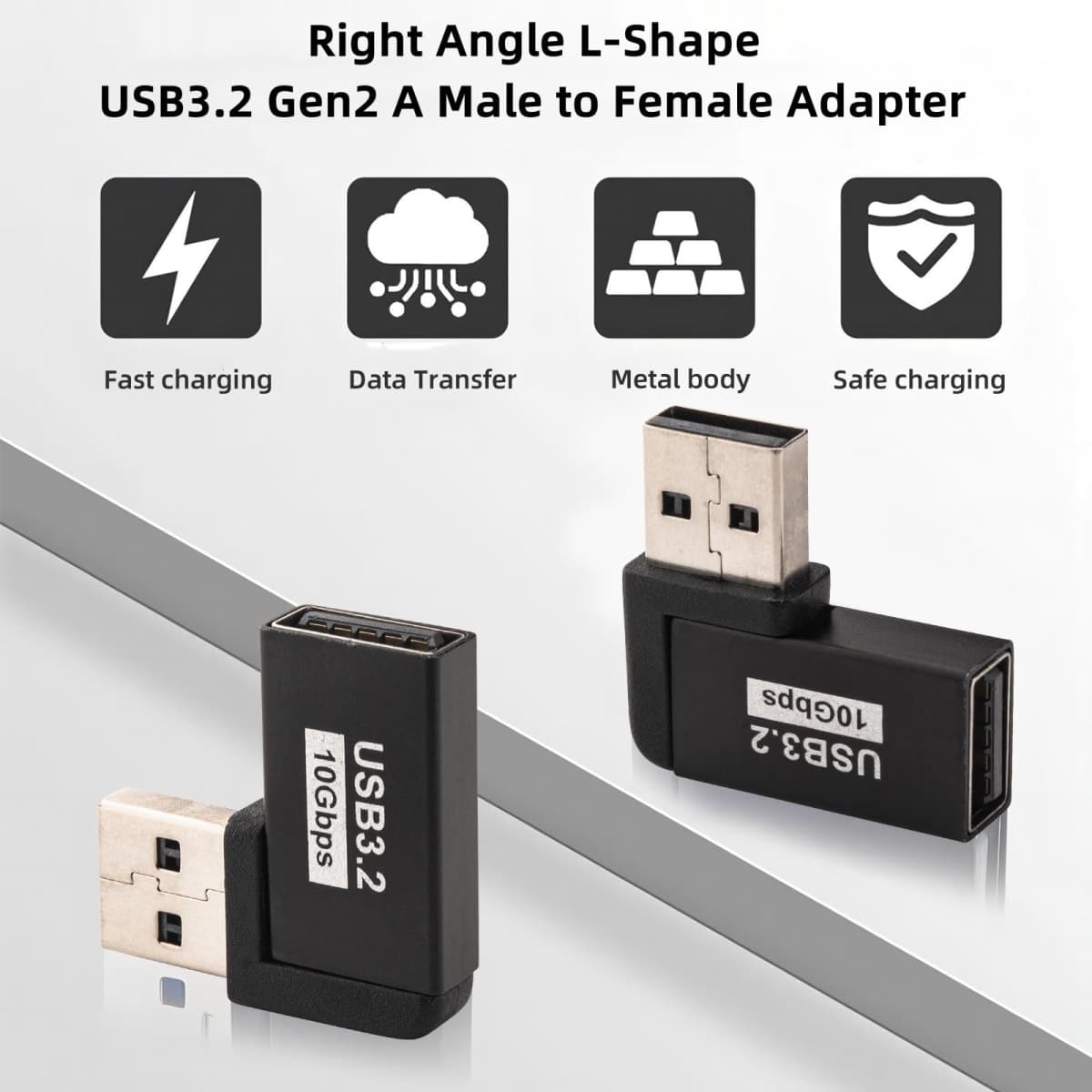 Leehitech 90 Degree Left Right Angle USB-A Male to Female Adapter, USB 3.0 Extender Connector, USB Extension Adapter 2 Pcs thumbnail 5