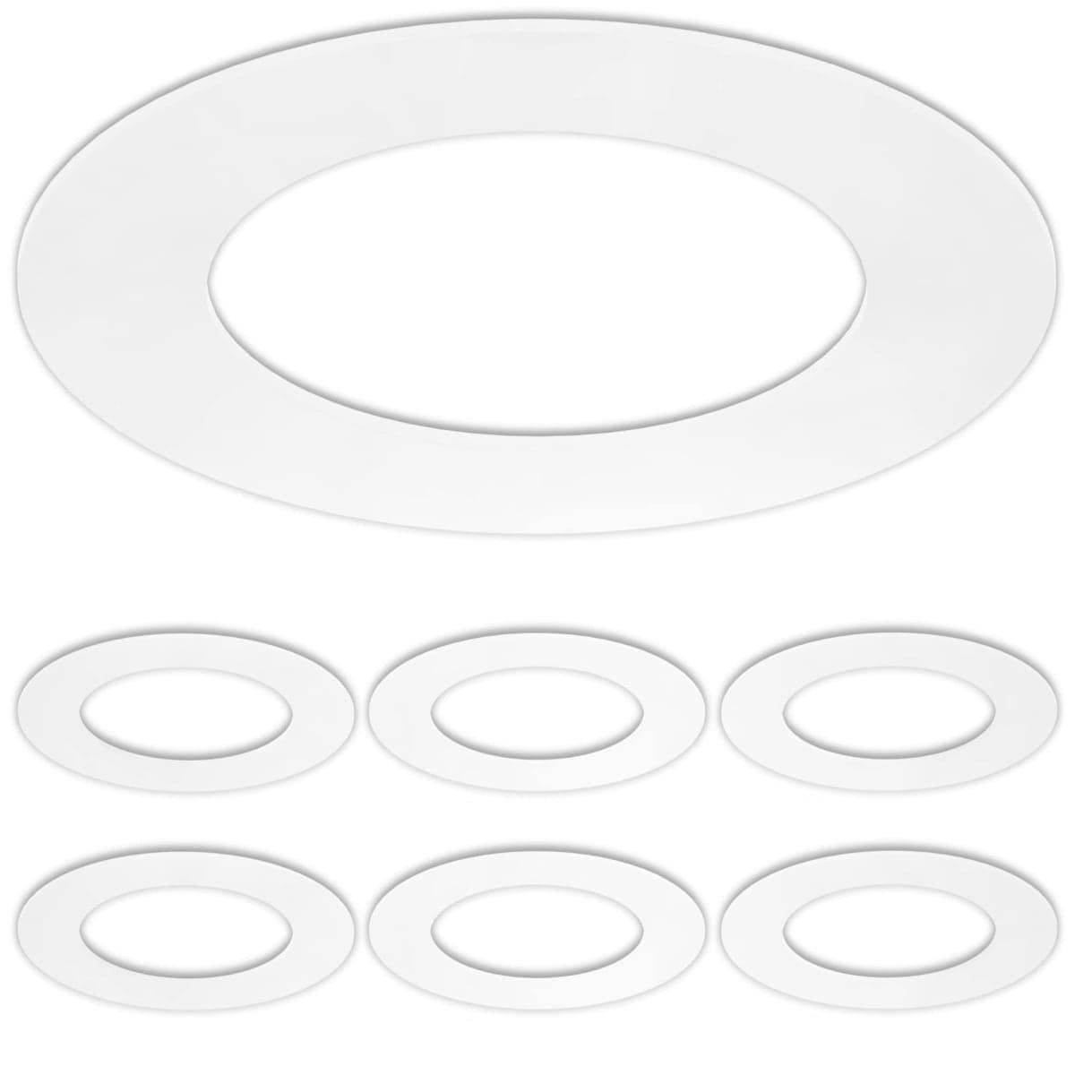 6 Pack Gloss White Goof Trim Ring for 4" Inch Recessed Can Lighting Down Light, Outer Diameter 6.7 Inches, Inner Diameter 4.2 Inches — image 1