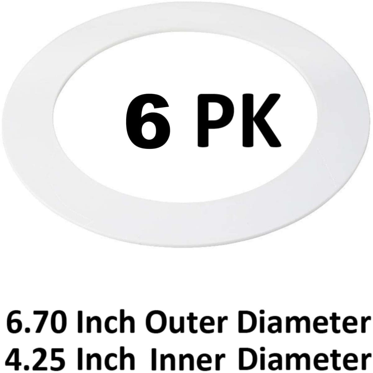 6 Pack Gloss White Goof Trim Ring for 4" Inch Recessed Can Lighting Down Light, Outer Diameter 6.7 Inches, Inner Diameter 4.2 Inches thumbnail 2