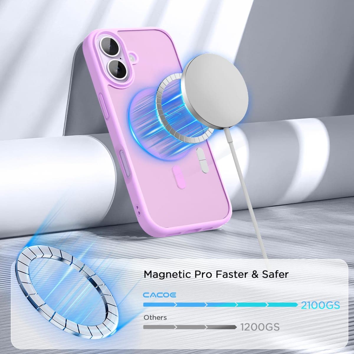 CACOE Magnetic Case for iPhone 17 6.3 inch-Compatible with MagSafe & Magnetic Car Phone Mount,Not Yellowing Anti-Scratch (Clear) thumbnail 3