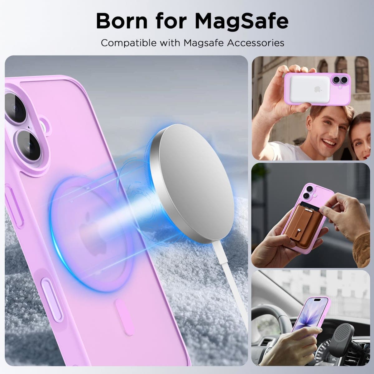 CACOE Magnetic Case for iPhone 17 6.3 inch-Compatible with MagSafe & Magnetic Car Phone Mount,Not Yellowing Anti-Scratch (Clear) thumbnail 4