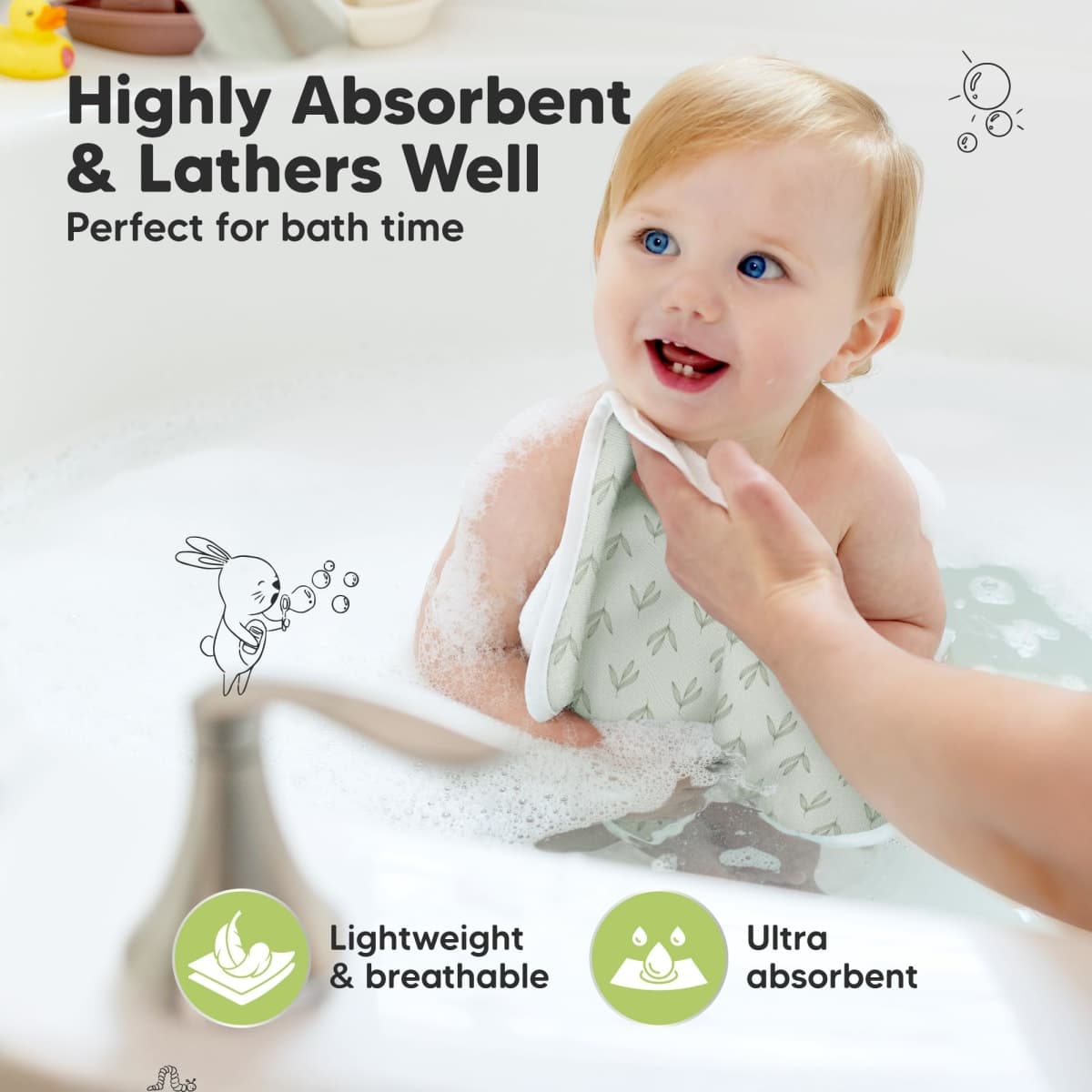 6-Pack Cotton Baby Washcloths for Newborn - Organic Cotton Muslin Soft Wash Cloths for Babies, Infant, Kids, Toddler Towels Boy, Girl, Super Absorbent Face Cloths, Scratch-Free Baby Rags (Fleur) thumbnail 4