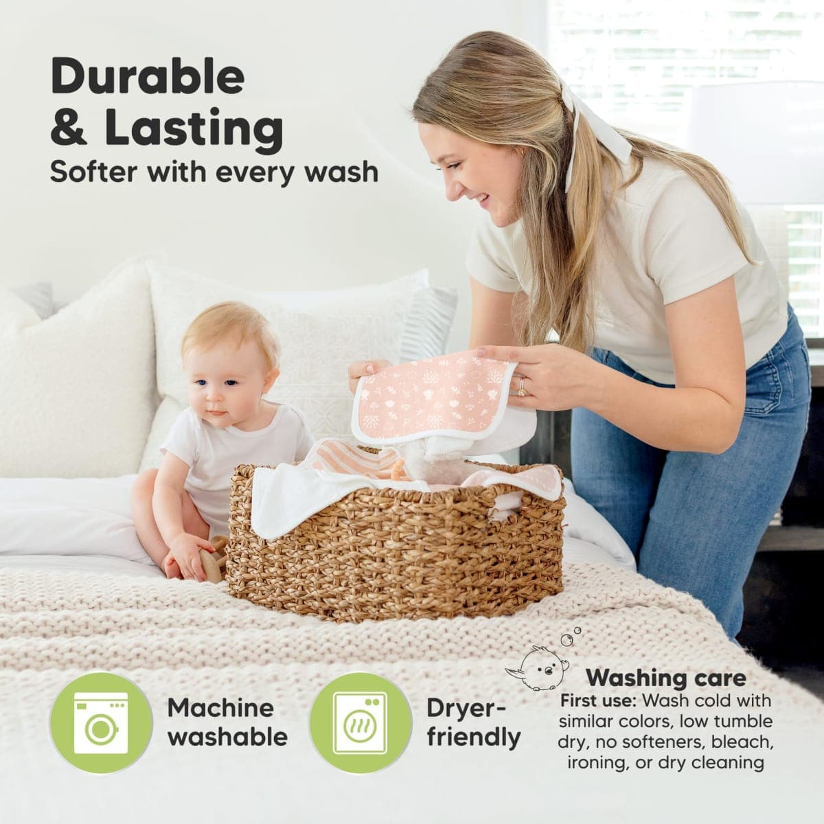 6-Pack Cotton Baby Washcloths for Newborn - Organic Cotton Muslin Soft Wash Cloths for Babies, Infant, Kids, Toddler Towels Boy, Girl, Super Absorbent Face Cloths, Scratch-Free Baby Rags (Fleur) thumbnail 5