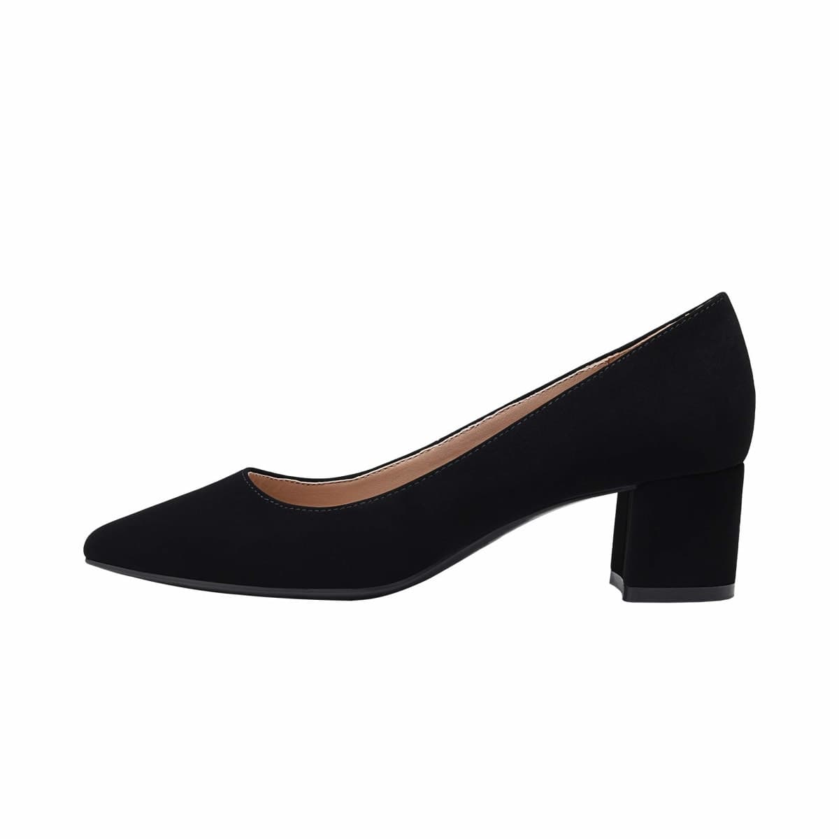 DREAM PAIRS Women' s DPU212 Chunky Low Block Heels Closed Toe Dress Wedding Pumps Shoes Black Nubuck pu Size 8.5 thumbnail 2