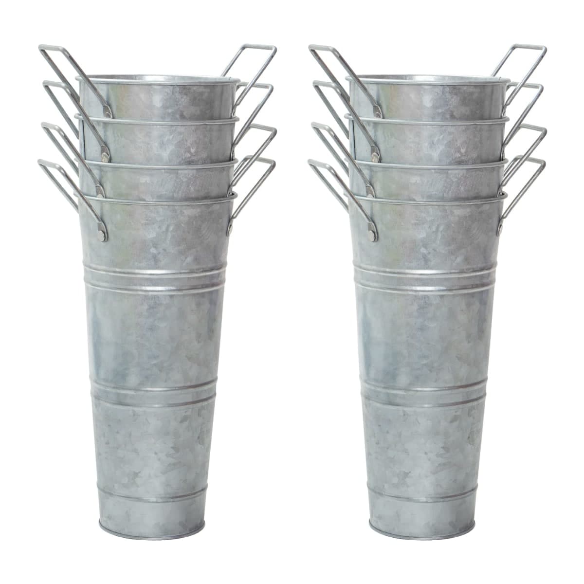 Notakia Galvanized Metal Vases Farmhouse French Flower Bucket Vases for Cut Flowers for Home Decor and Wedding Table Centerpiece Decorations (Silver Set of 8)