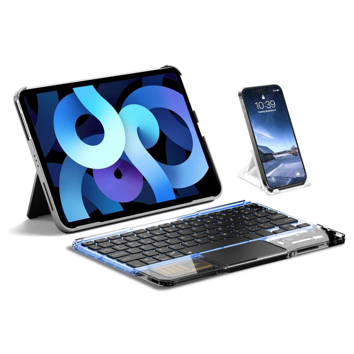 dunfirn Ultra-Slim Bluetooth Keyboard with Touchpad, Wireless RGB Backlit, Portable Rechargeable Keyboard for iPad, Tablet, Laptop, Windows, Android, macOS Devices — image 1