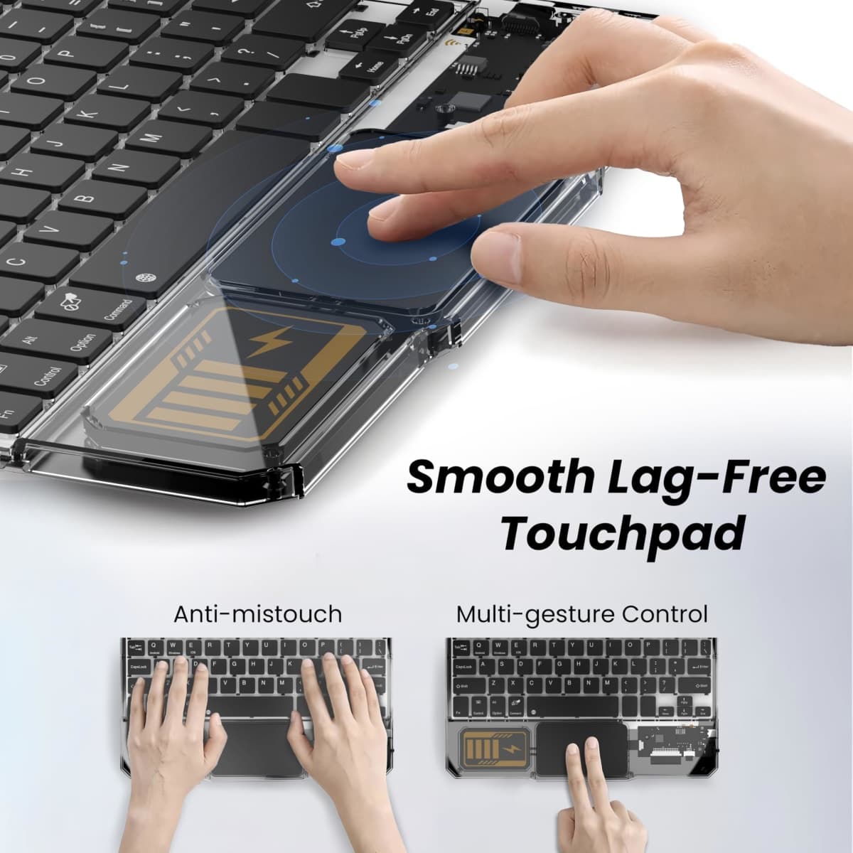 dunfirn Ultra-Slim Bluetooth Keyboard with Touchpad, Wireless RGB Backlit, Portable Rechargeable Keyboard for iPad, Tablet, Laptop, Windows, Android, macOS Devices thumbnail 4
