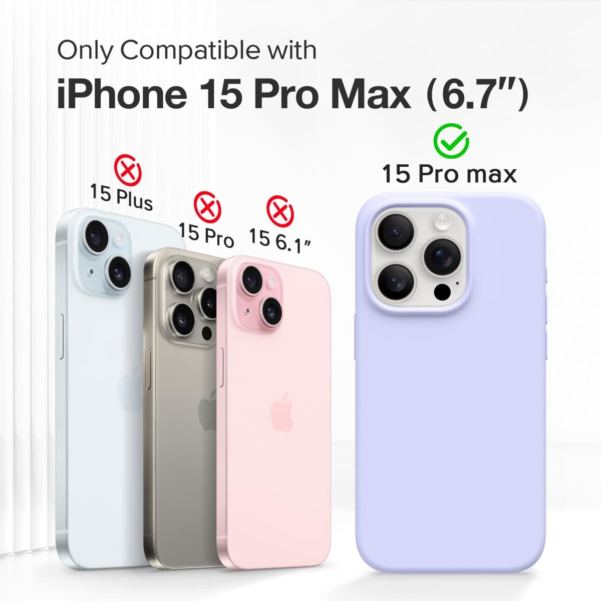 GONEZ Magnetic Liquid Silicone for iPhone 15 Pro Max Case, Compatible with MagSafe, [Camera Lens Protector + Screen Protector], Anti-Scratch Shockproof Protective Phone Cover 6.7", Lilac thumbnail 2