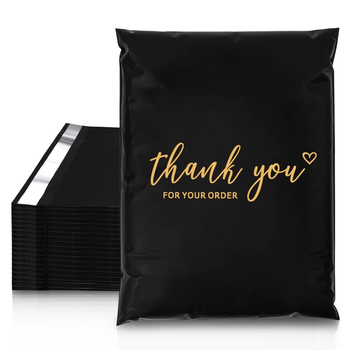 JinRuiKJ Thank You Poly Mailer 10x13 Inch 100 PCS, Shipping Bags for Clothing, Packaging Bags for Small Business, Strong Adhensive, Waterproof and Tear-Resistant Mailing Envelopes, Black — image 1